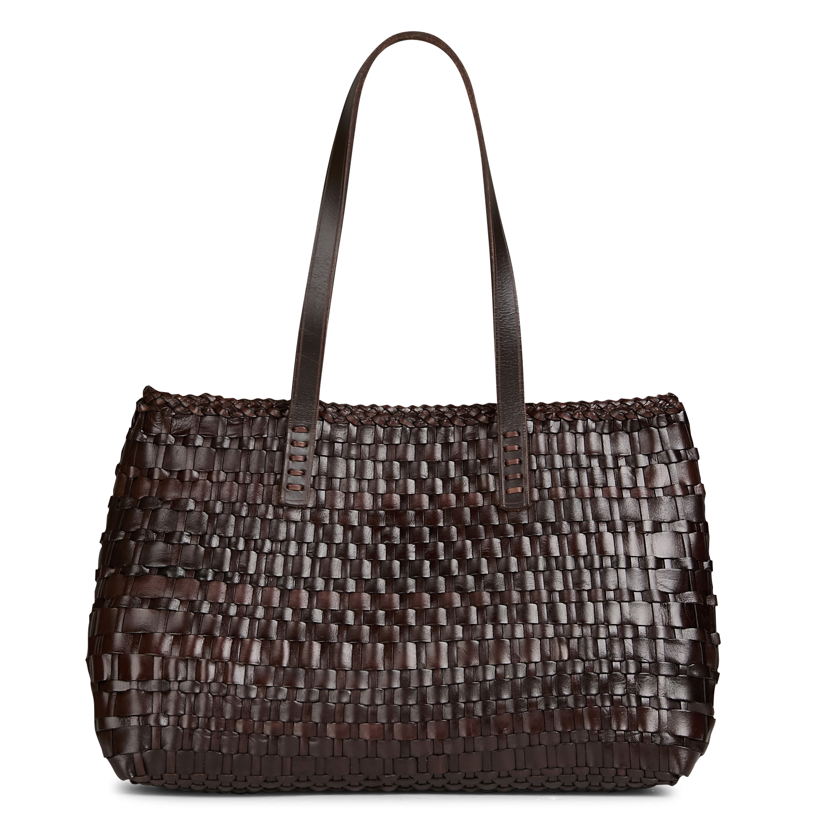 Sac porté épaule en cuir tressé  DRAGON DIFFUSION Marron