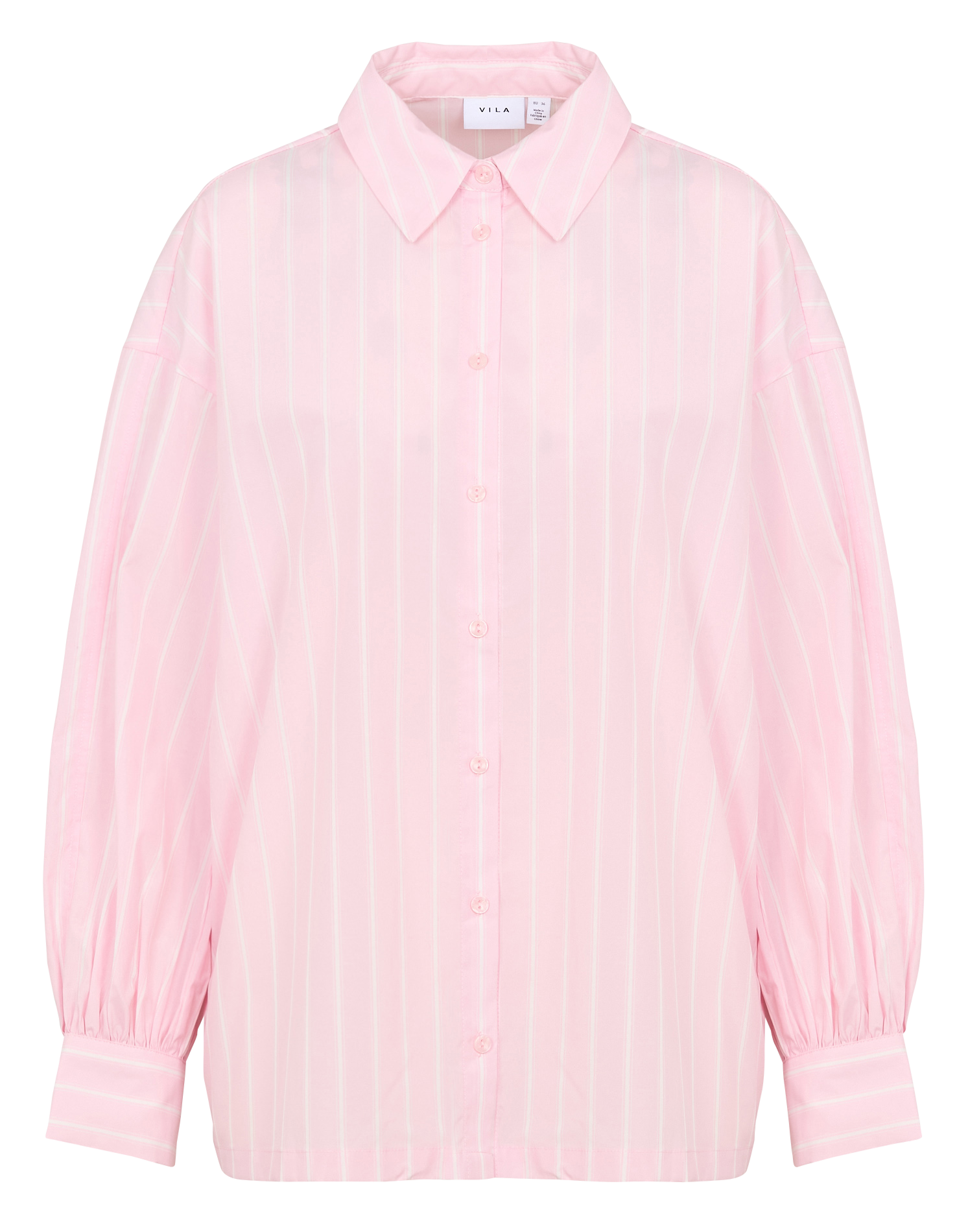 Gerade geschnittene Streifenbluse mit klassischem Kragen VILA Violett