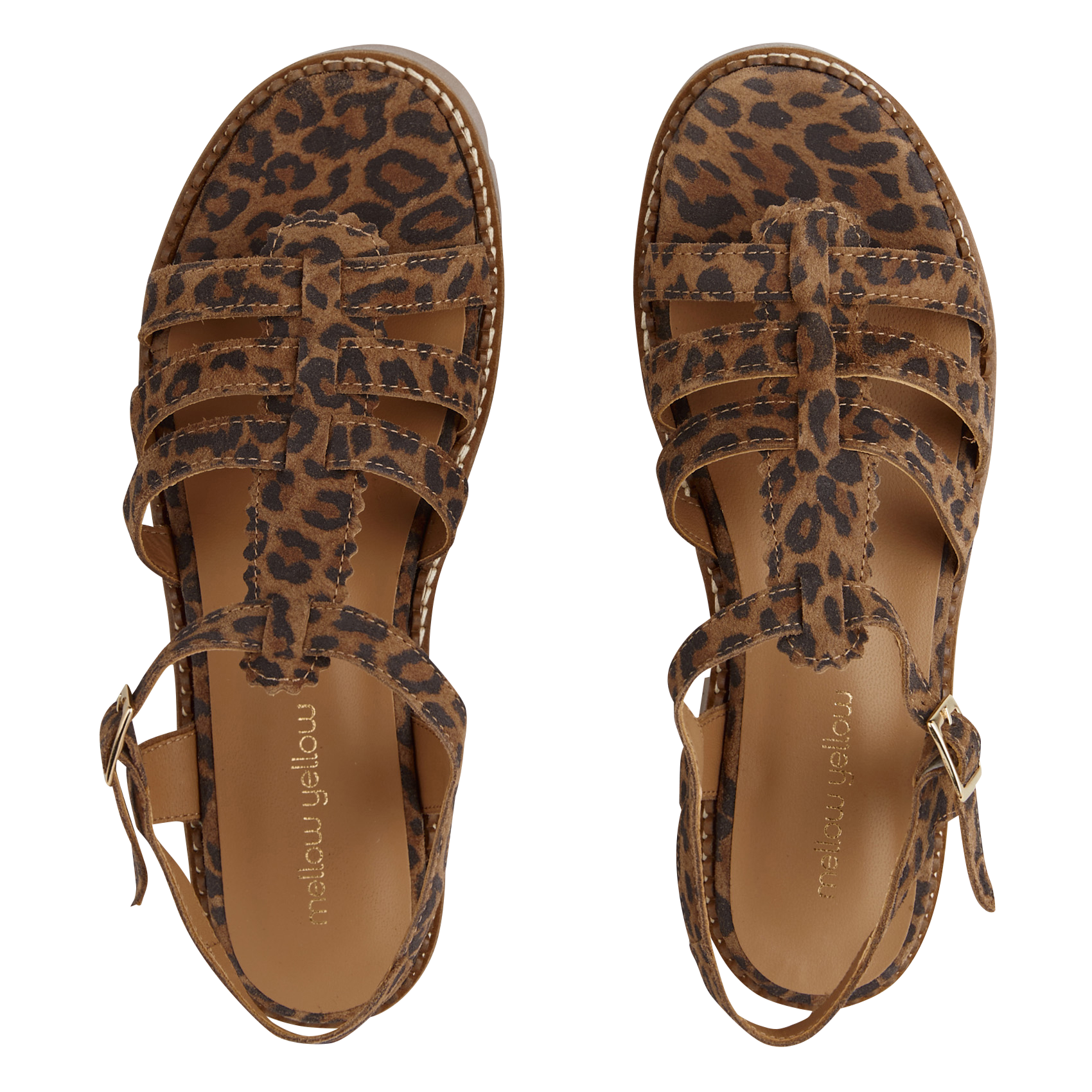 Flache Sandalen aus bedrucktem Veloursleder MELLOW YELLOW Mehrfarbig