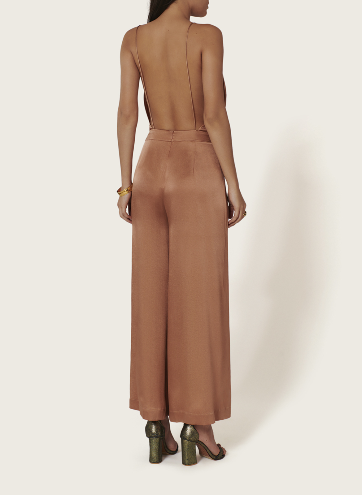 Zijden jumpsuit met spaghettibandjes KARMA KOMA Roze