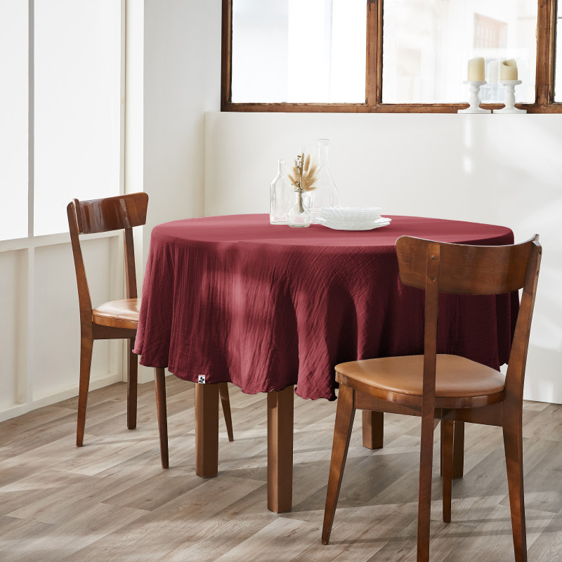 Cotton gauze tablecloth  Lie de vin
