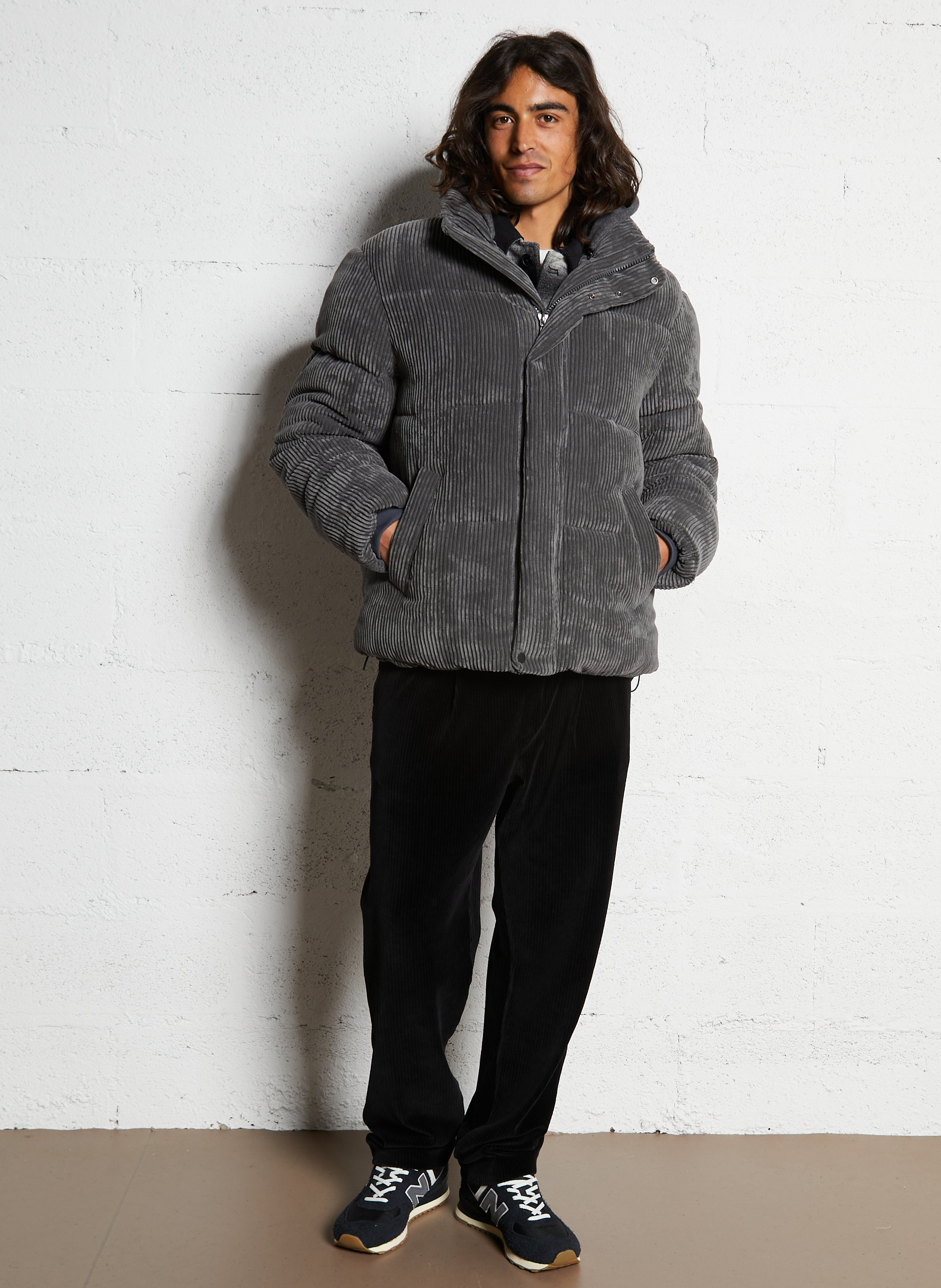 Oversize gerippte Daunenjacke IKKS Grau