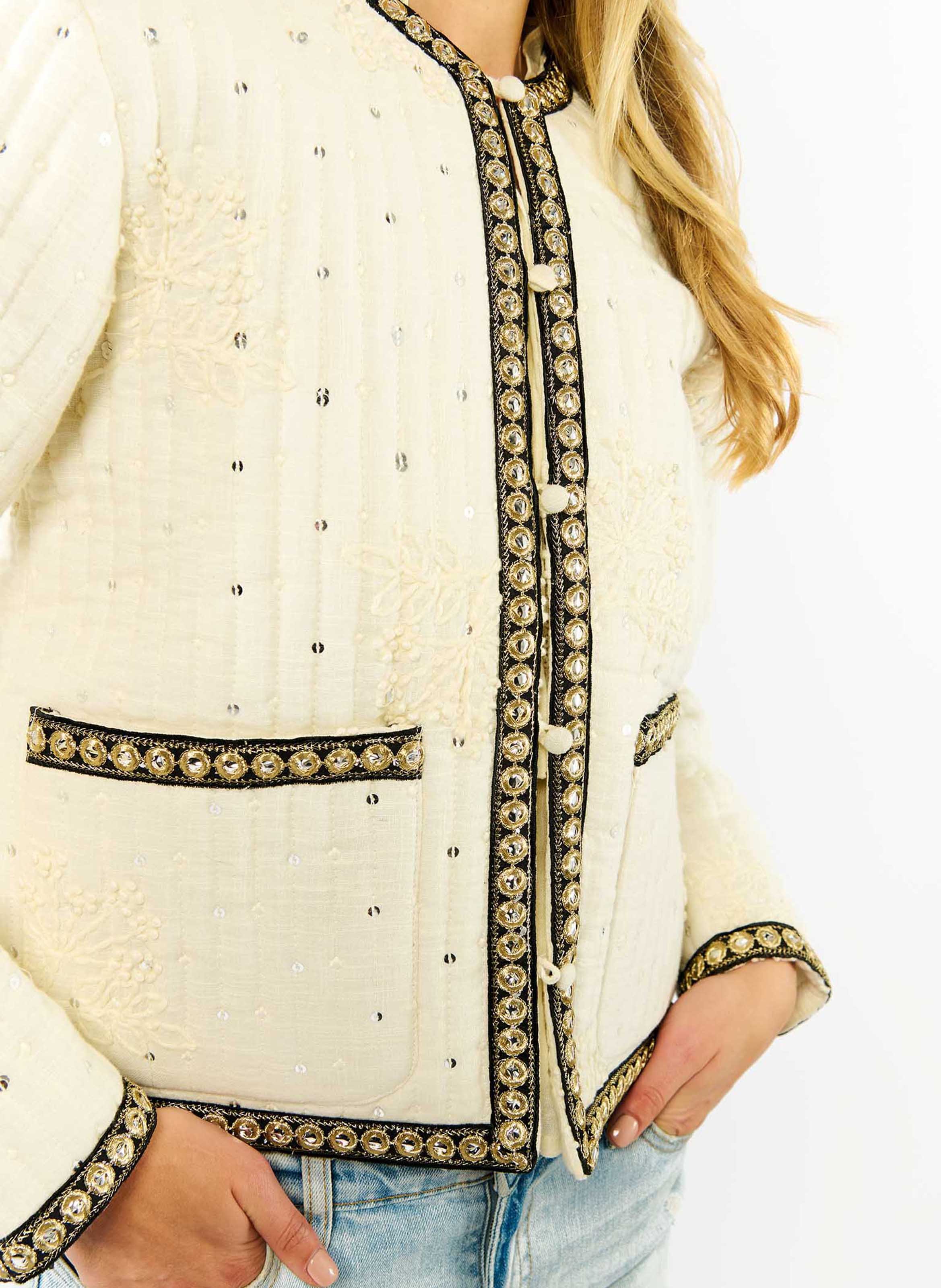 Straight cotton jacket WILD White