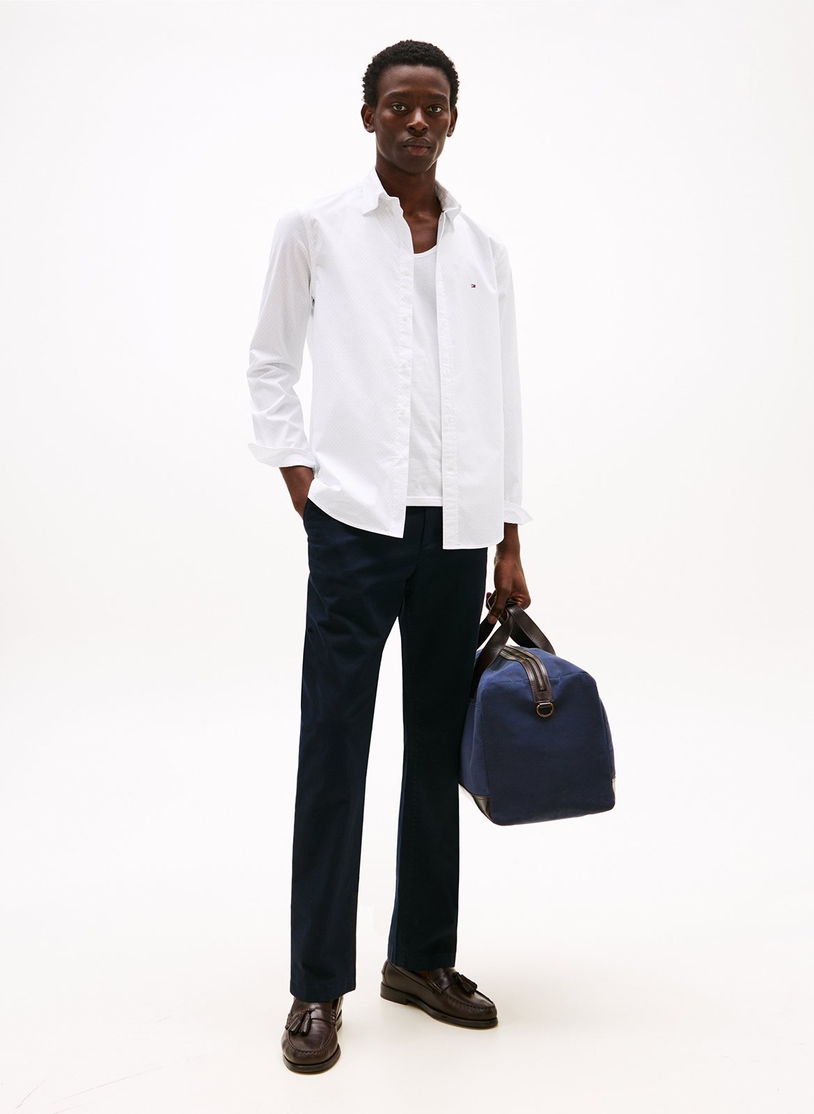 Straight printed cotton shirt TOMMY HILFIGER White