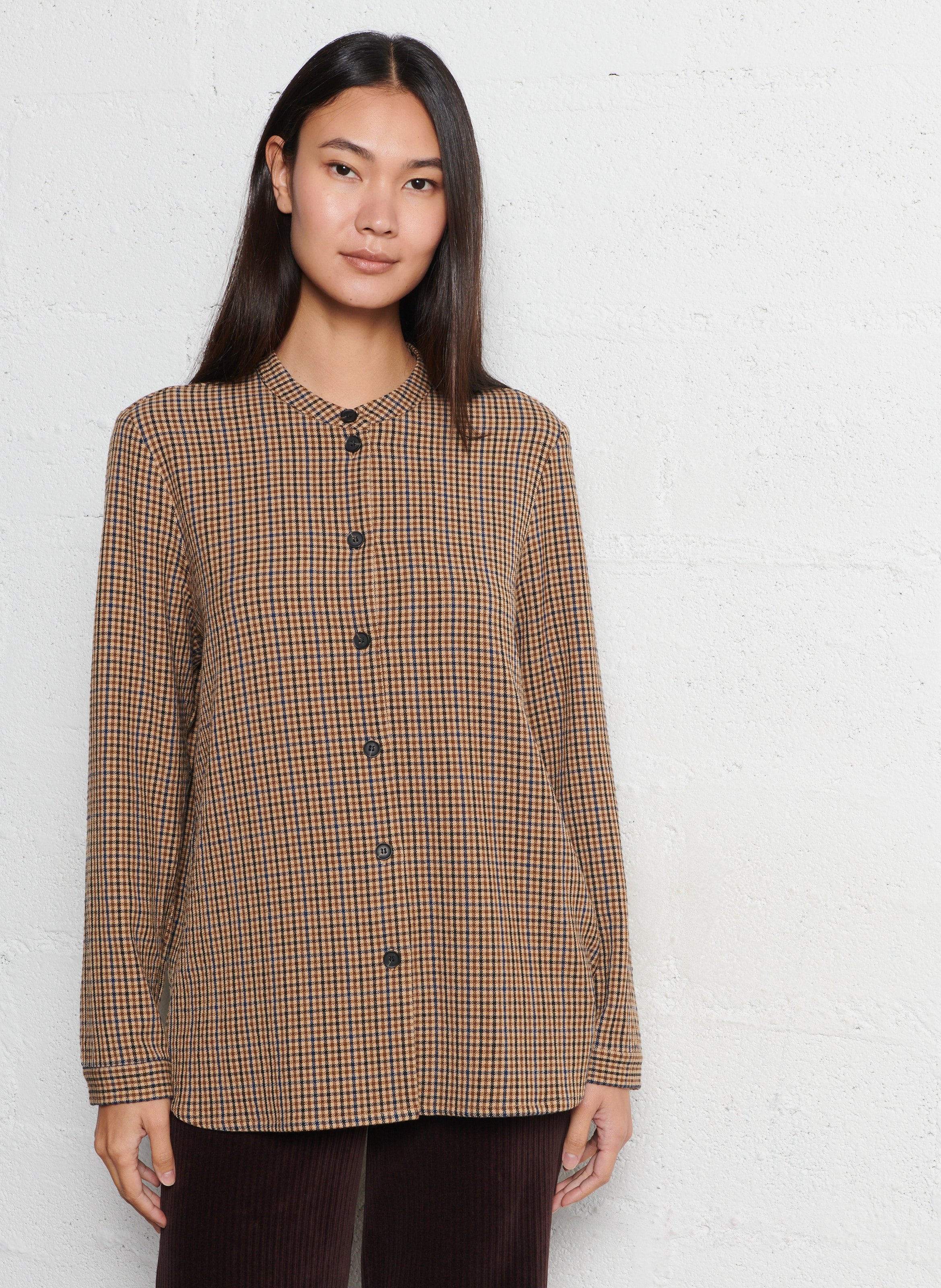 Oversized checkered overshirt NICE THINGS Beige