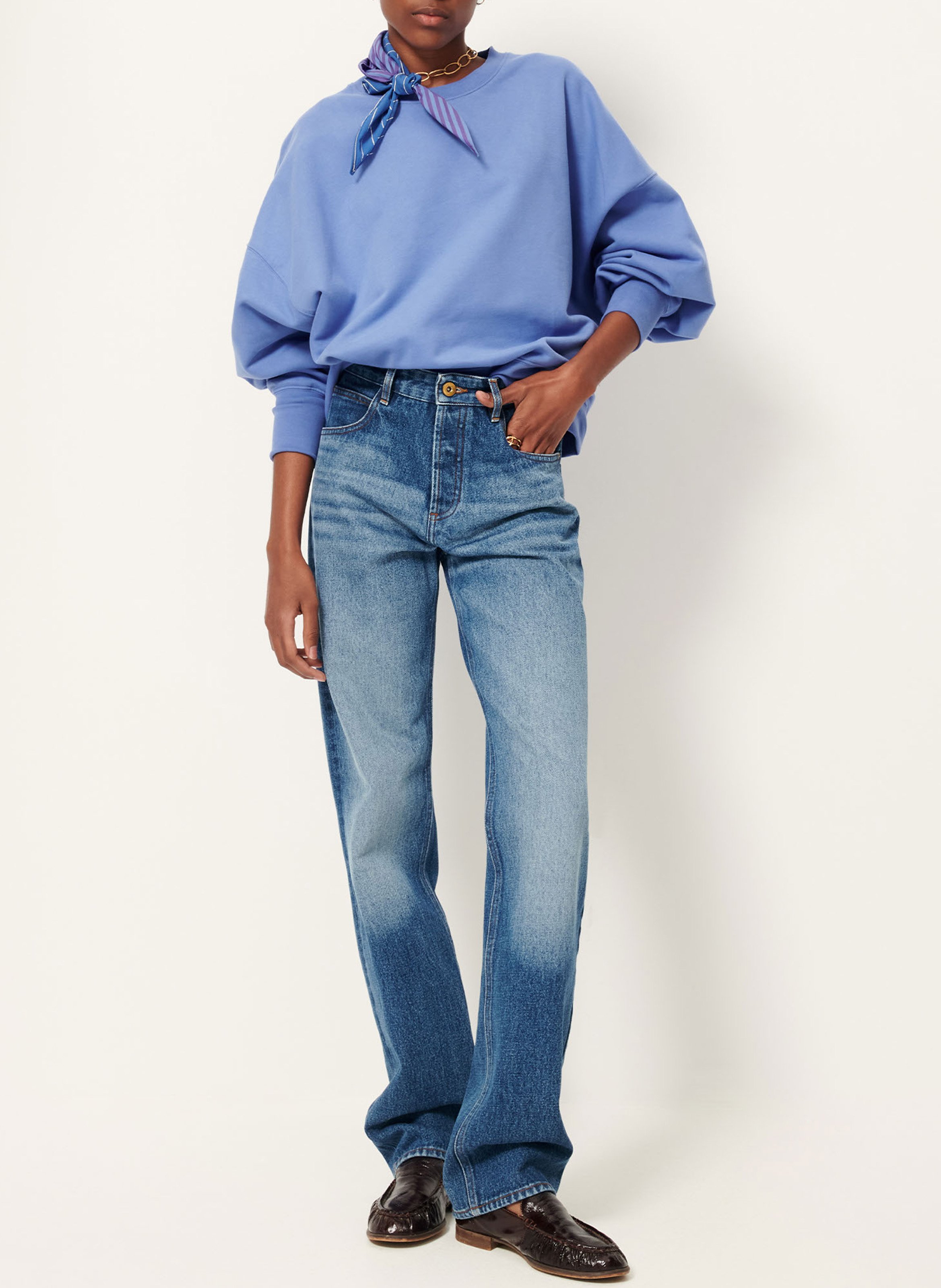 Oversized short cotton sweatshirt SESSUN Blue