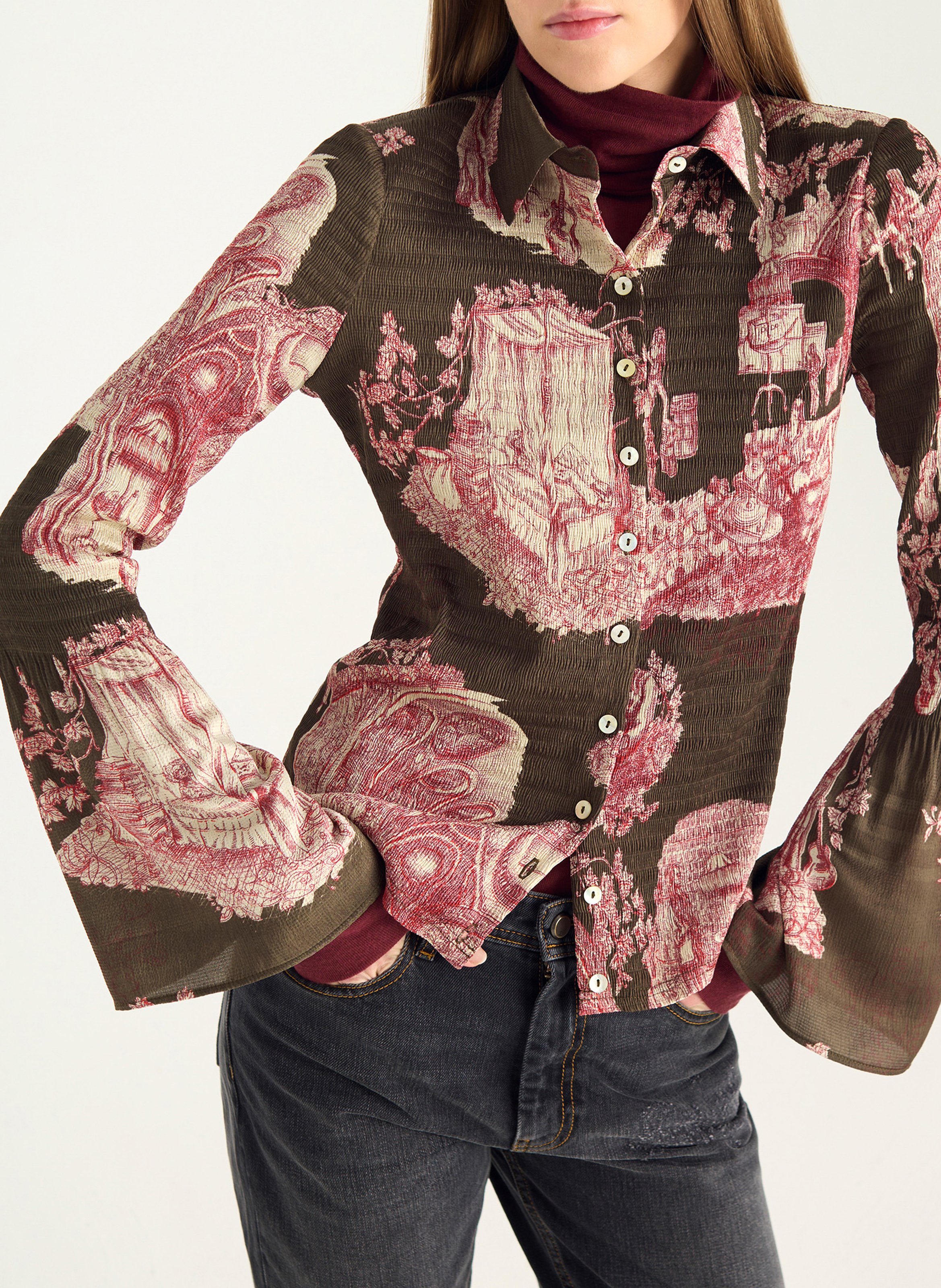 Chemise cintrée à motifs COTELAC Vert