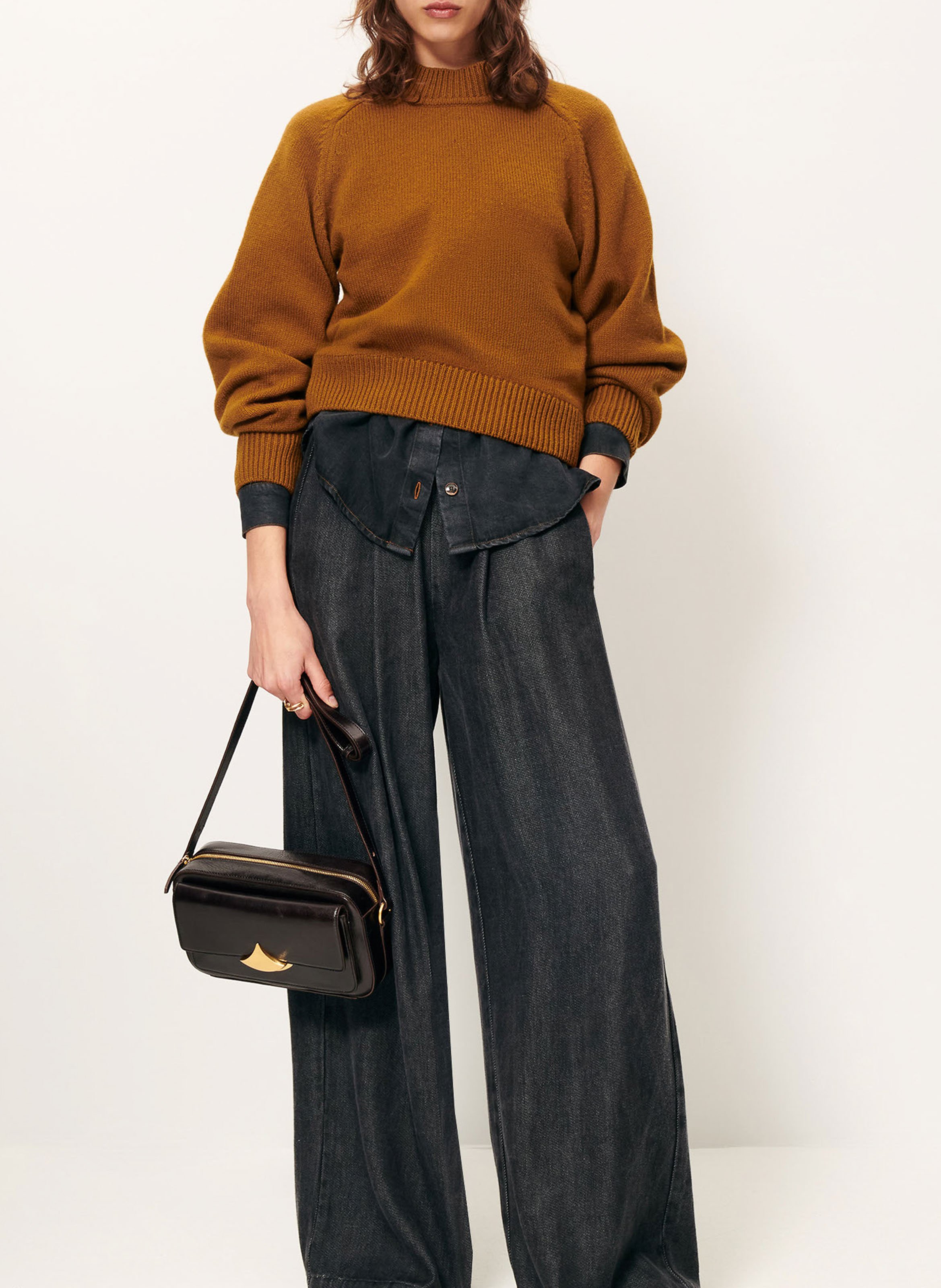 Pull droit en laine mélangée SESSUN Marron