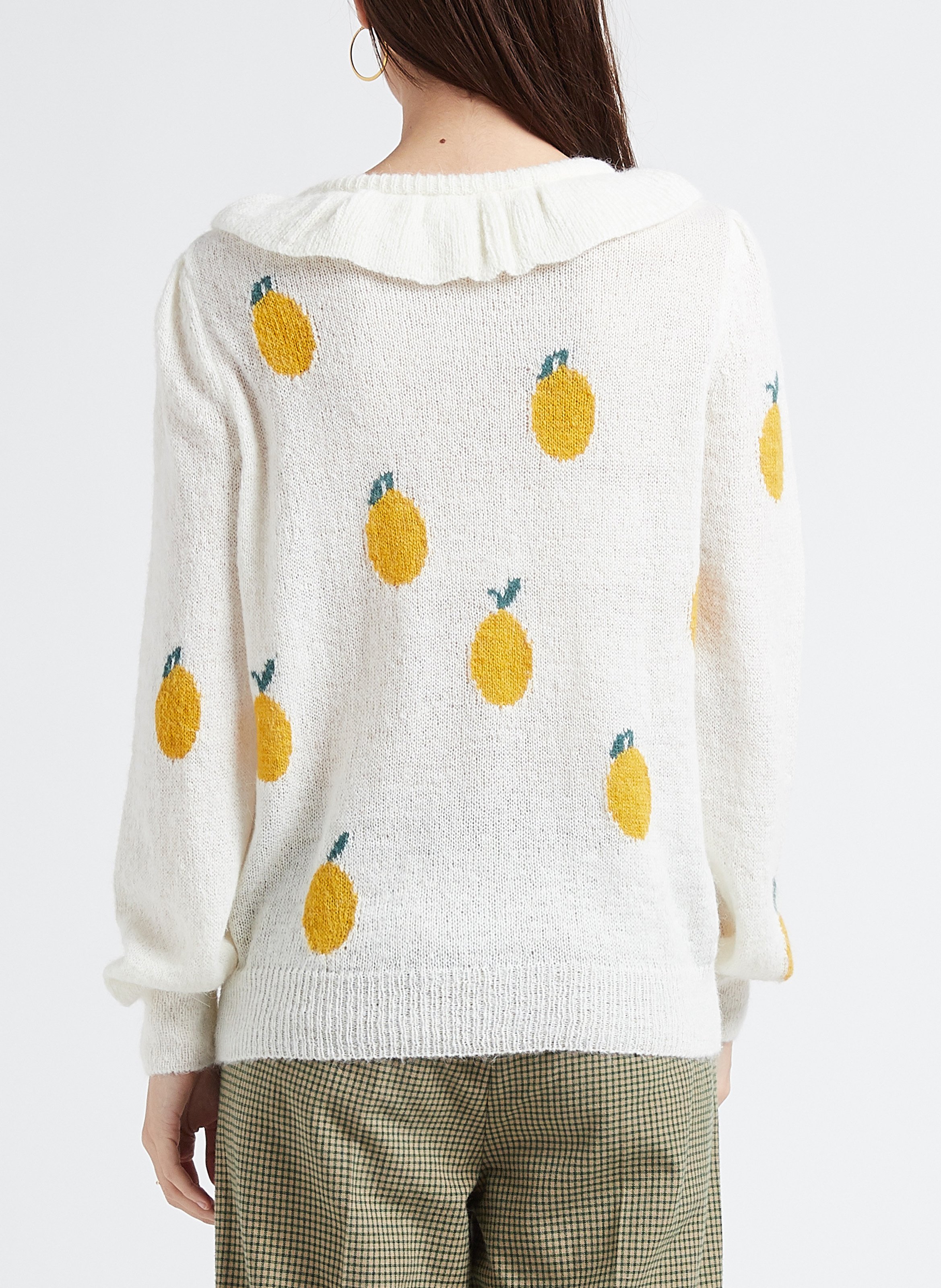 Gilet col rond en laine mélangé EMILE ET IDA Blanc