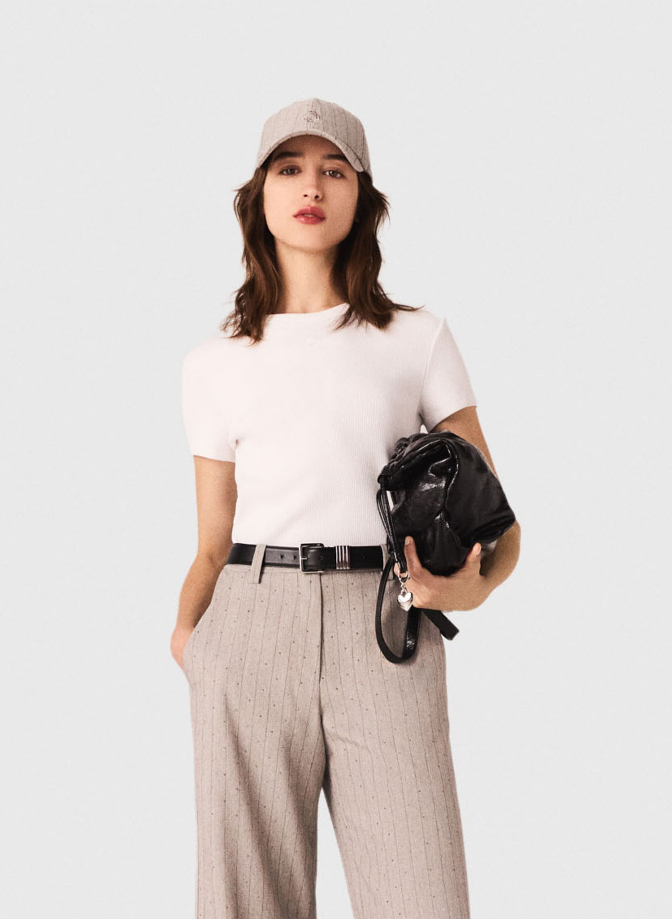 Tee-shirt ajusté en coton mélangé MAJE Blanc