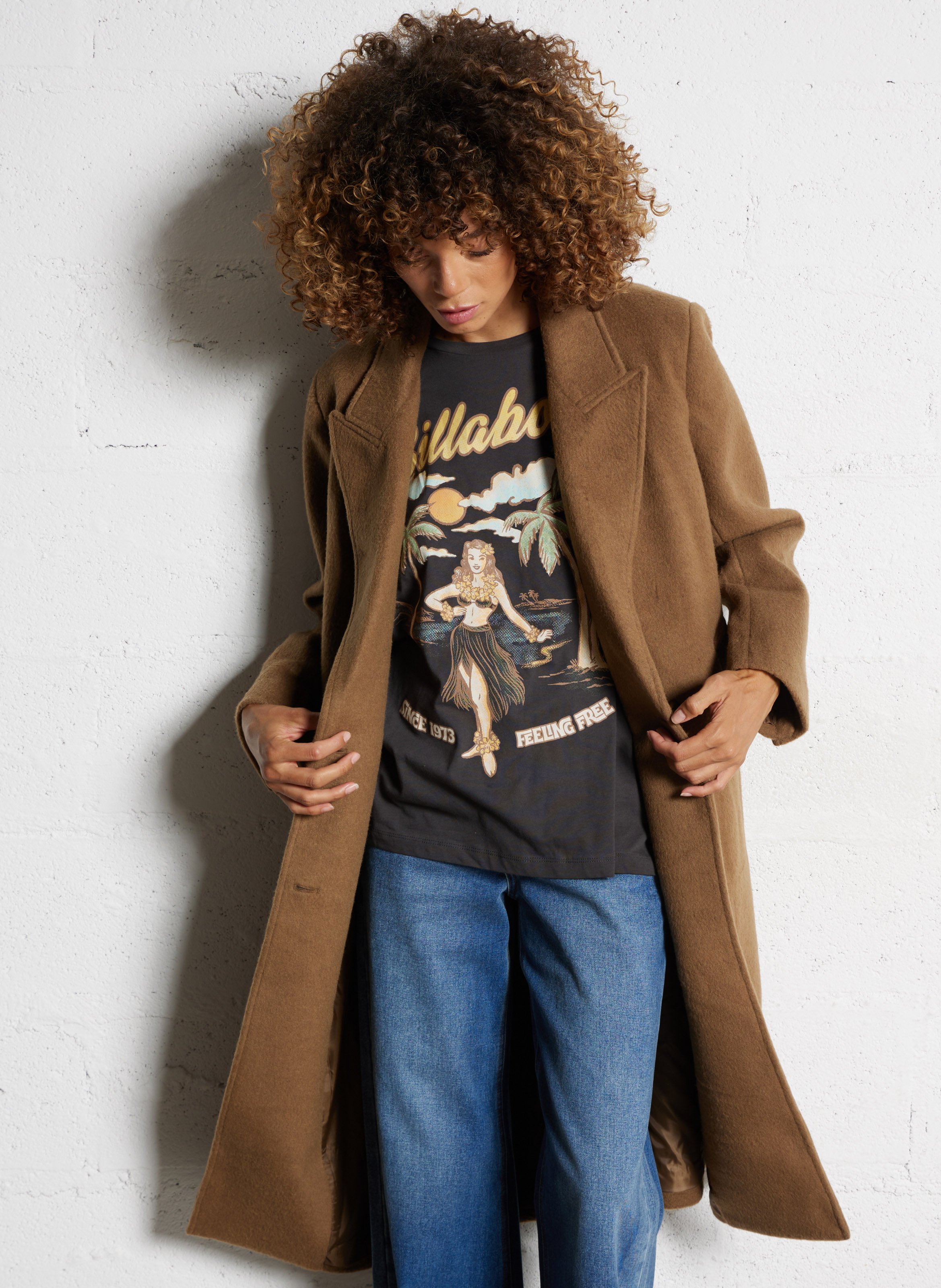 Manteau col tailleur  LA PETITE ETOILE Marron