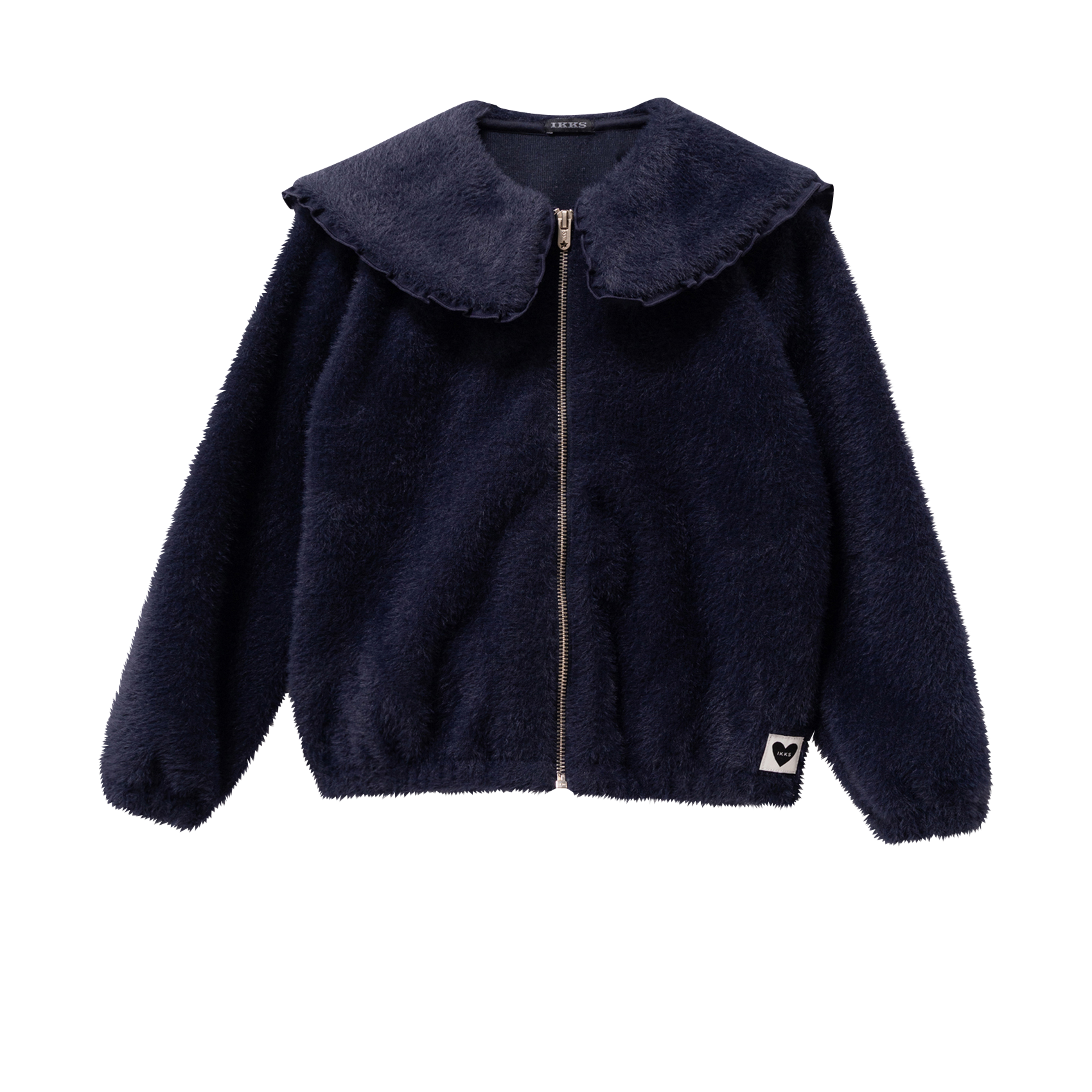 Gilet ample col claudine en maille duveteuse IKKS JUNIOR Bleu