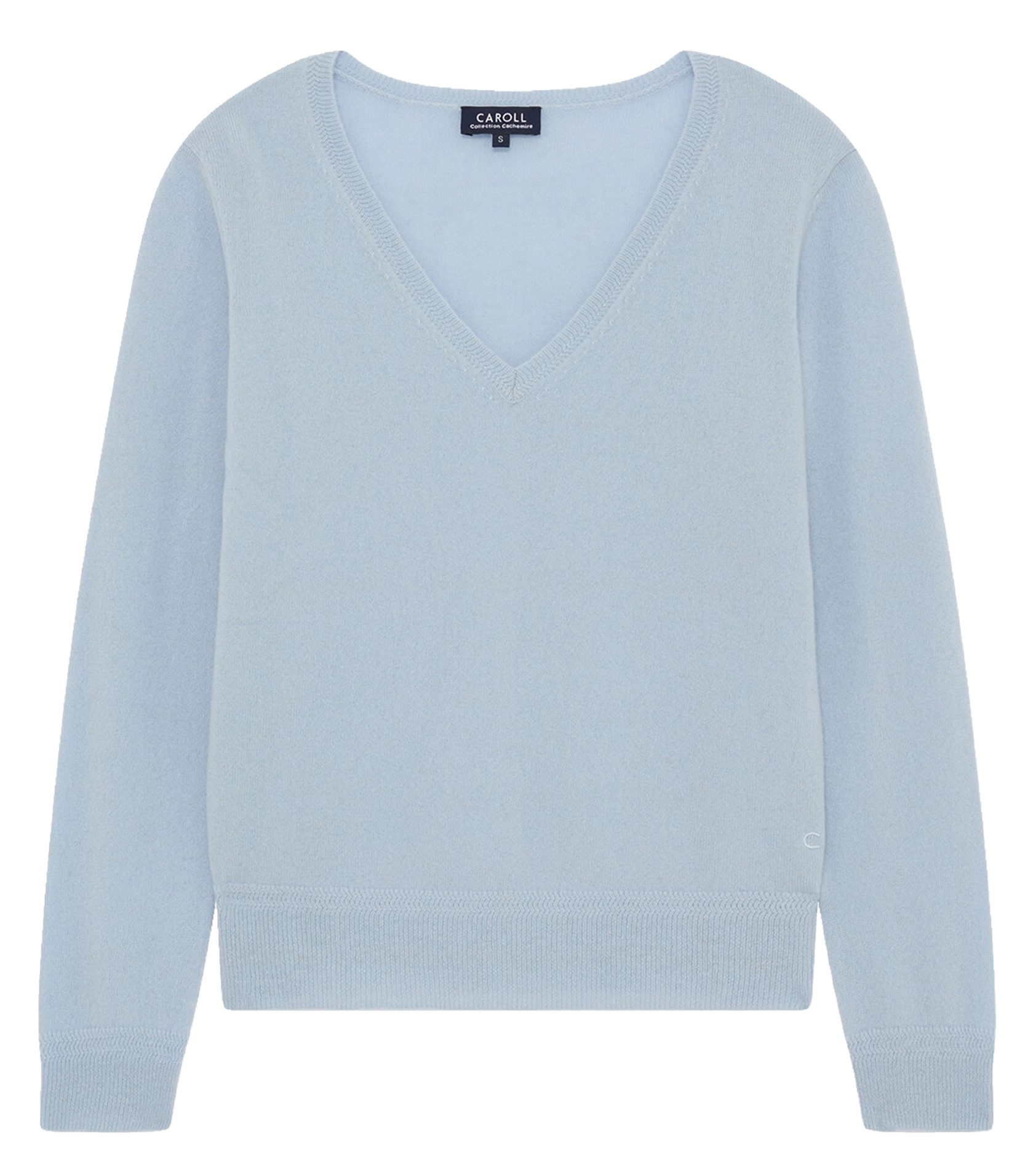 Fitted V-neck cashmere sweater 242K-MARIANNE2 Winter sky