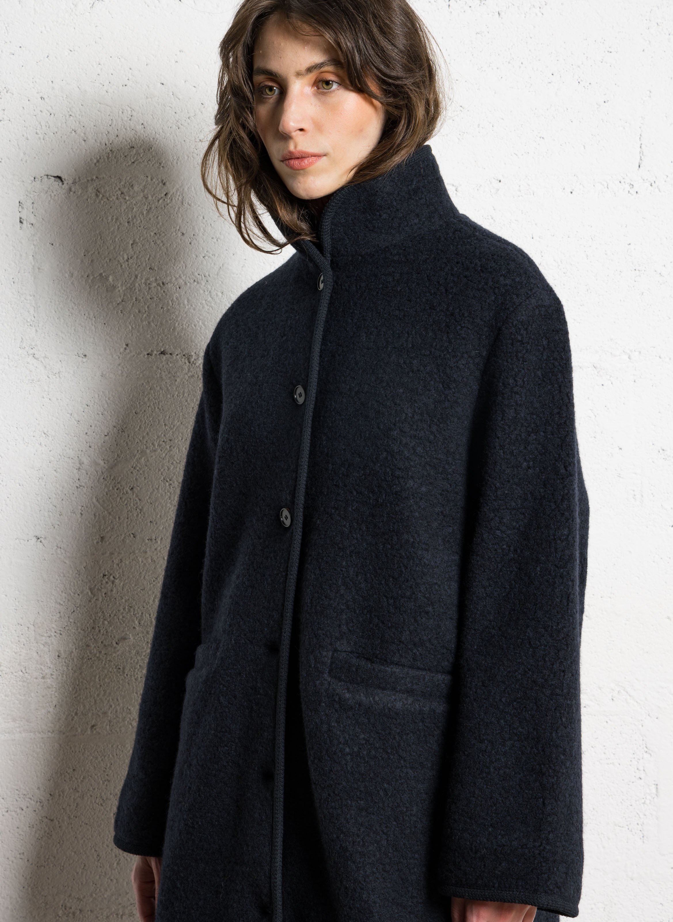 Jas met opstaande kraag - wolblend RUE DE TOKYO Blauw