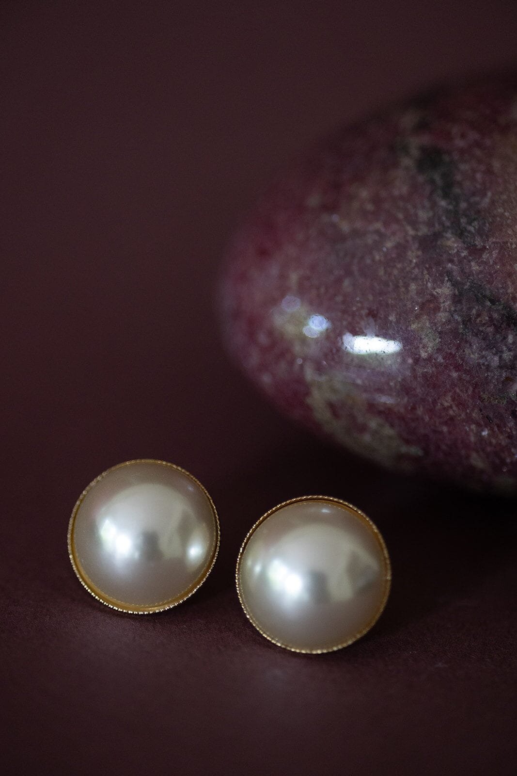 Maxi silver-plated pearl stud earrings MONSIEUR SIMONE Golden