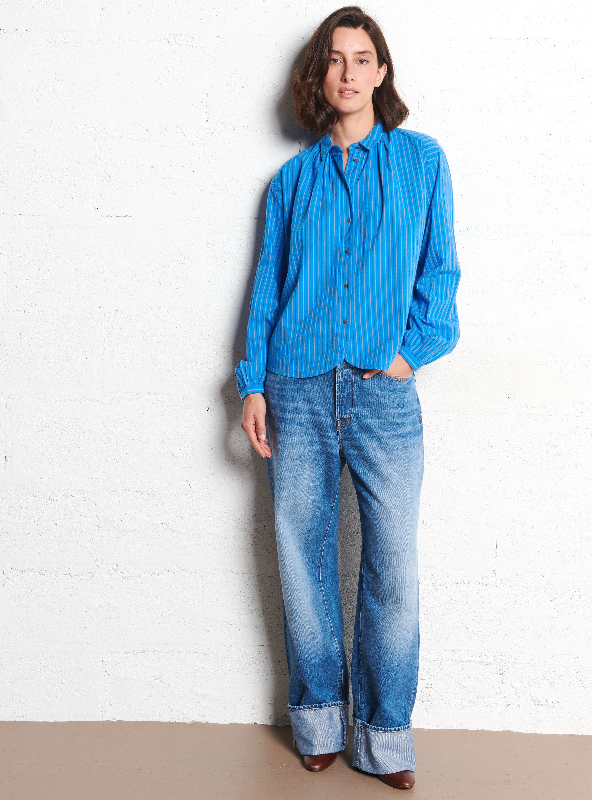 Oversized organic cotton shirt LEON & HARPER Blue