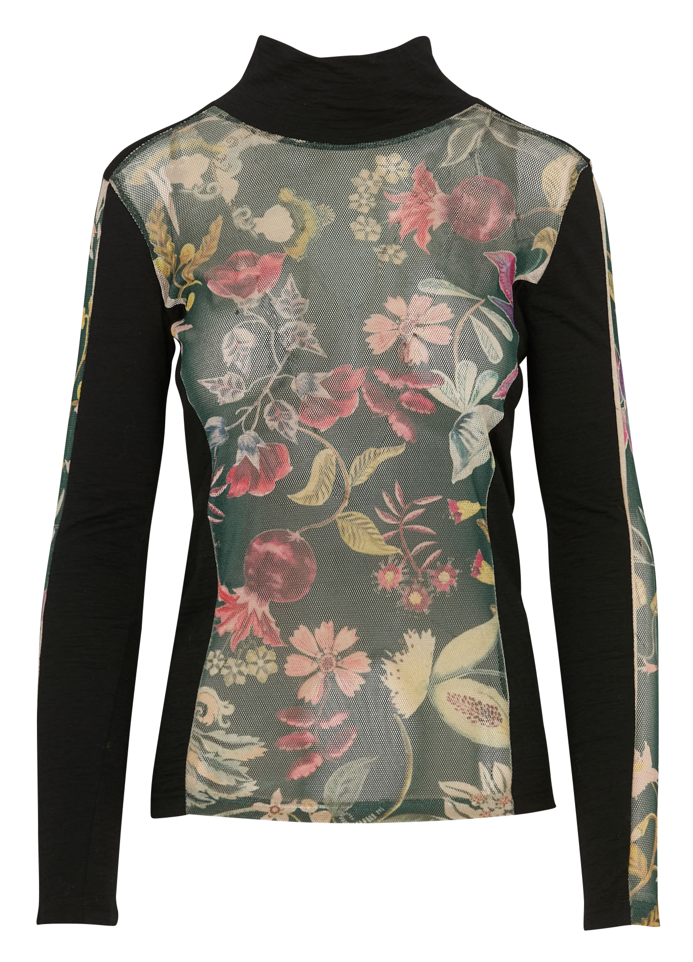 Tee-shirt col montant à résille imprimée COTELAC Vert