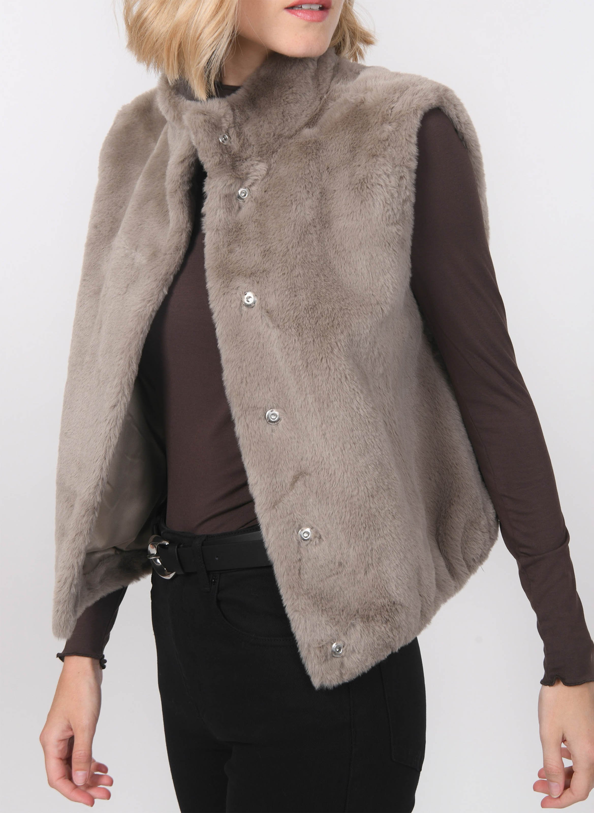 Veste col montant effet fourrure  KOOKAI Marron