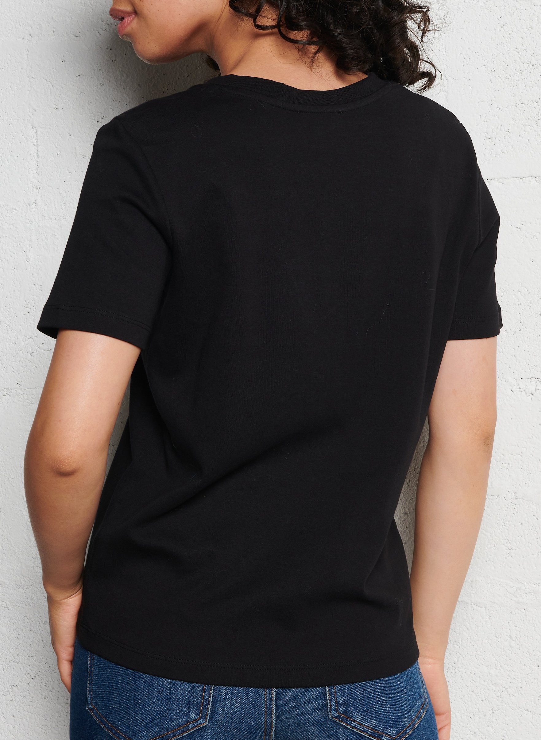 Tee-shirt droit col V en coton MAISON 123 Noir
