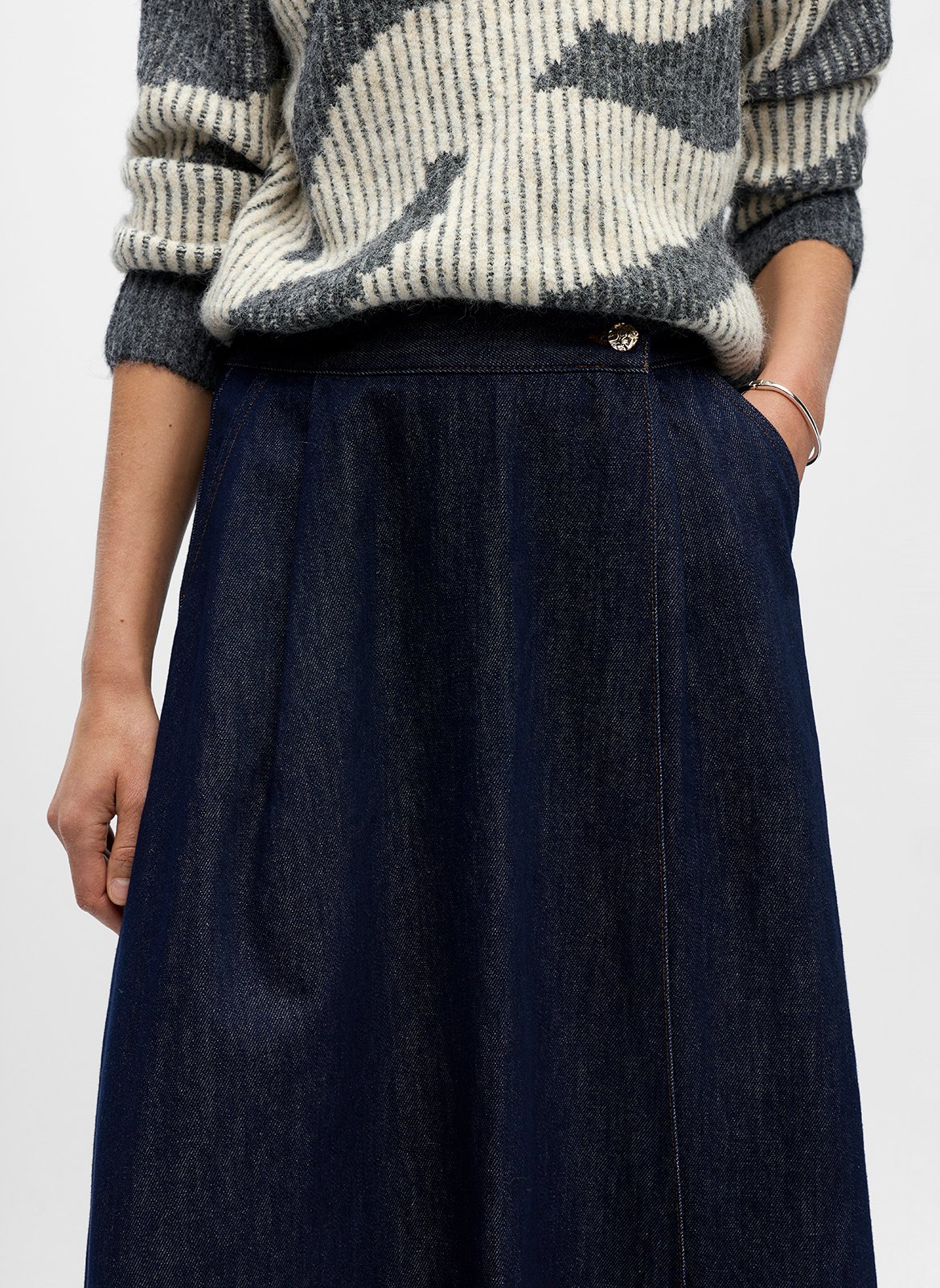 Jupe longue ample en denim brut OBJECT Bleu