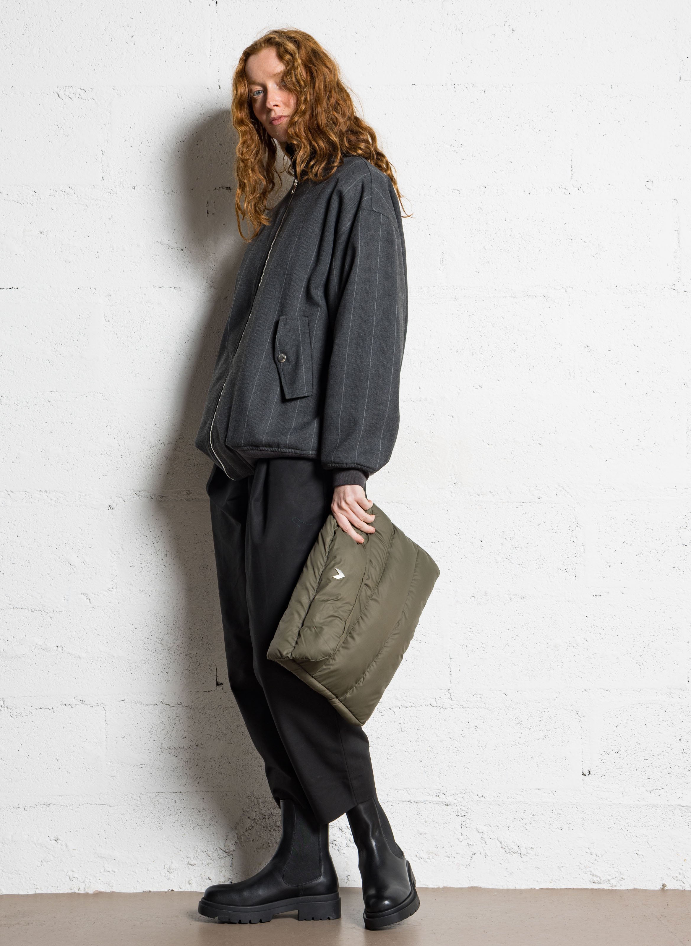 Quilted solid laptop sleeve IKKS Khaki