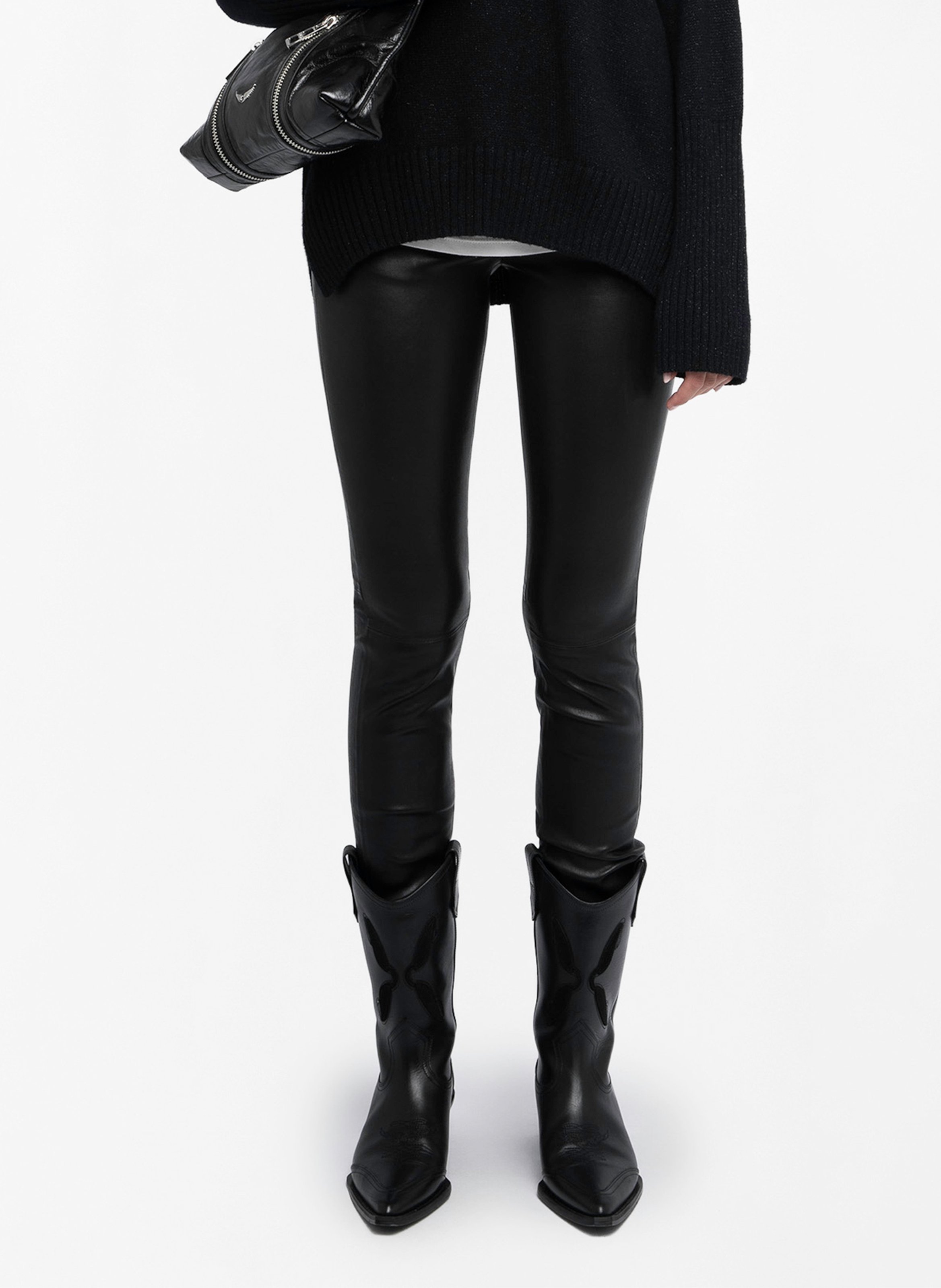Pantalon slim en cuir ZADIG&VOLTAIRE Noir