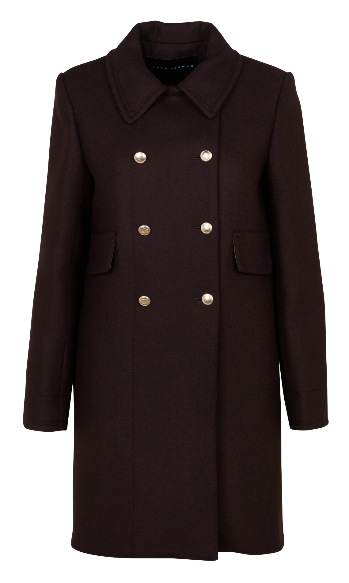 Straight wool-blend coat with classic collar TARA JARMON Brown
