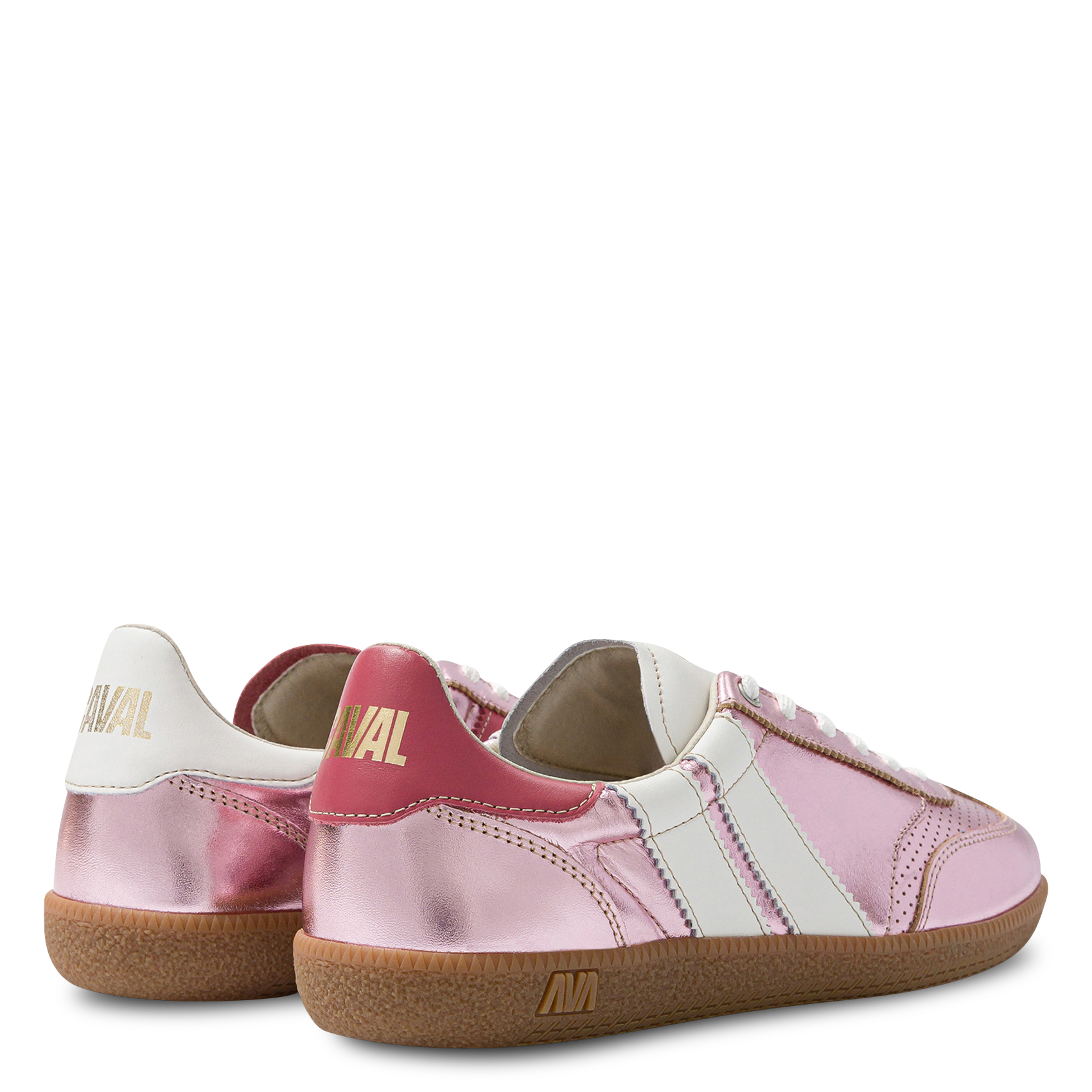 Low metallic leather trainers CAVAL Pink