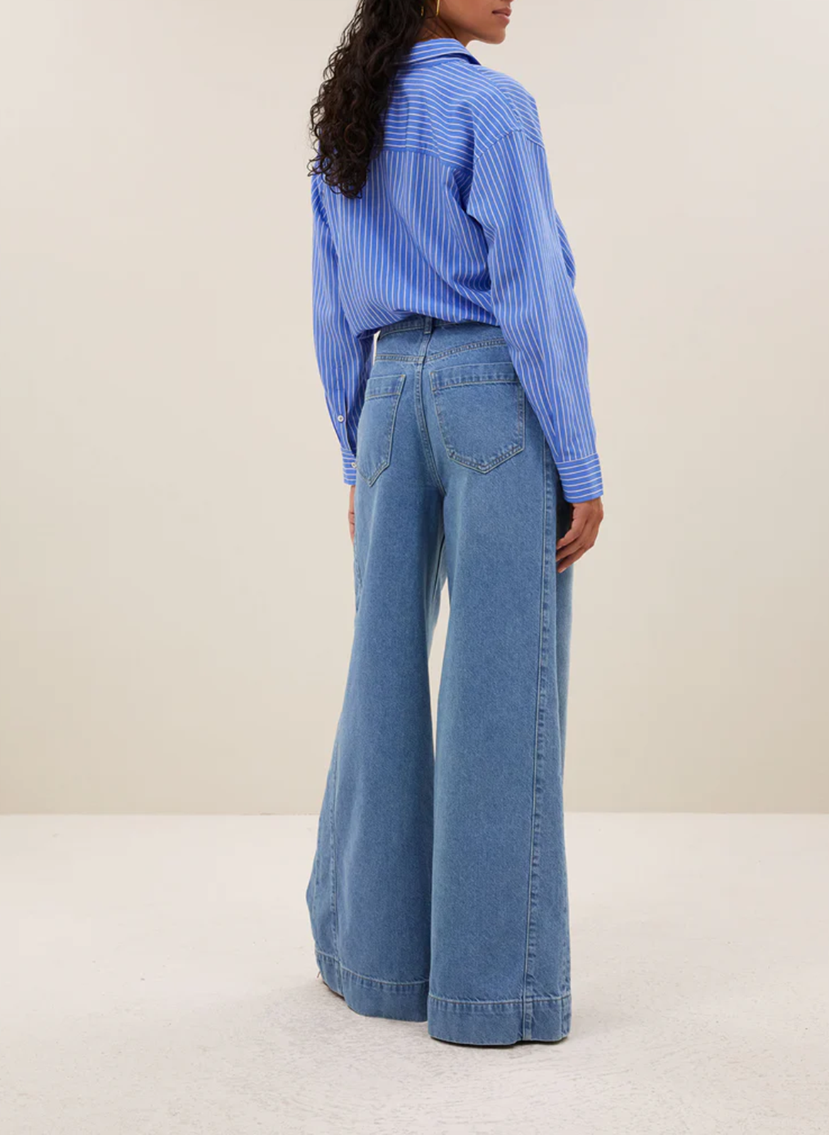 Hoge taille wijde jeans van biologisch katoen BY BAR Blauw