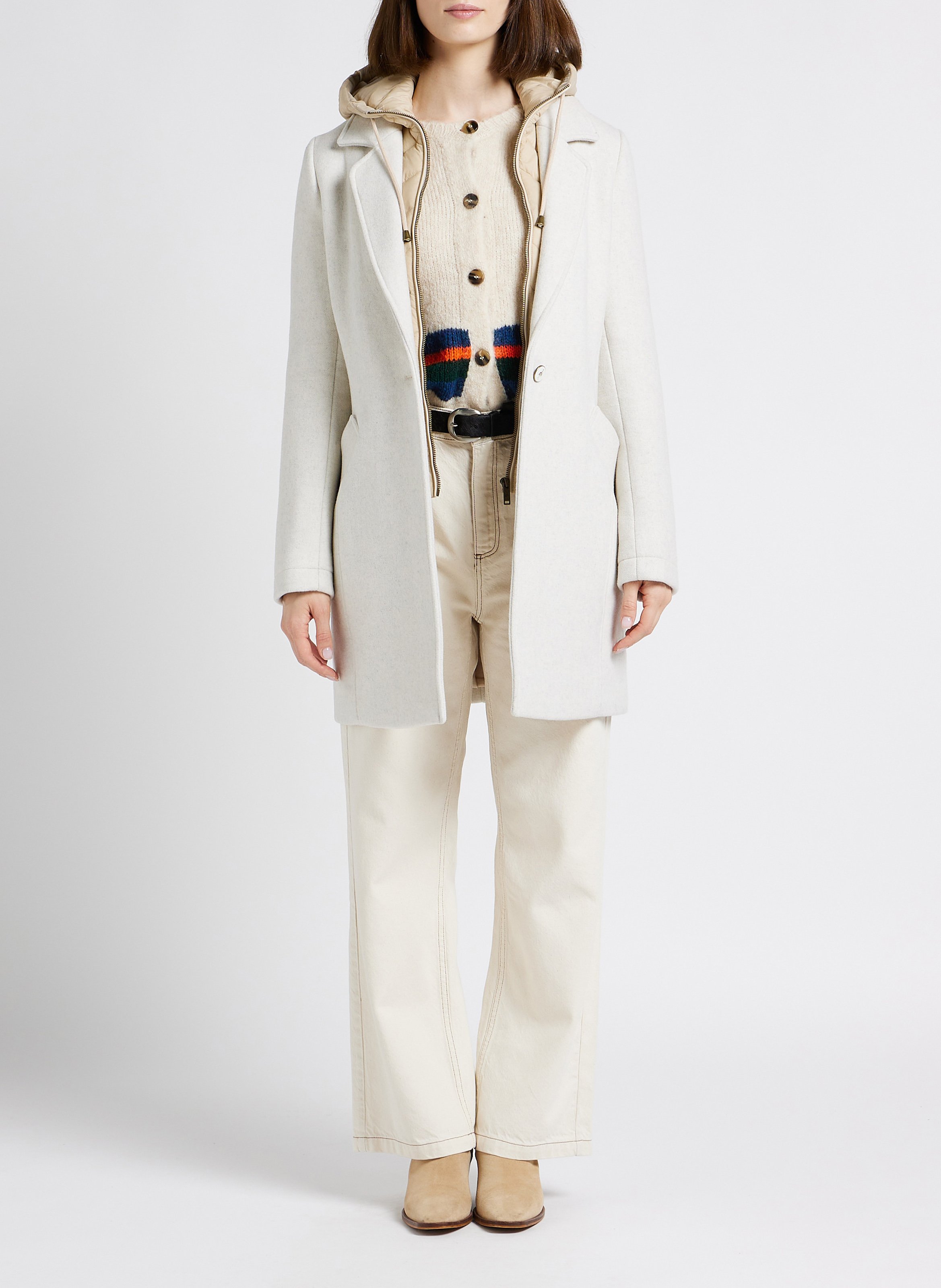 Mantel mit Reverskragen und herausnehmbarer Steppjacke ONE STEP Beige