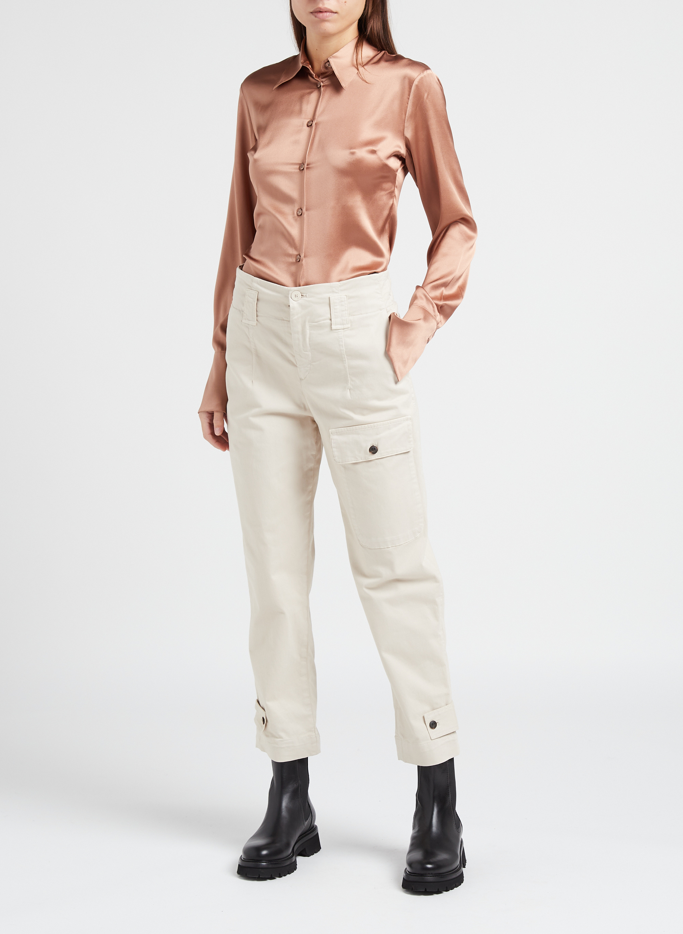 Licht glanzende, zijden stretchblouse PINKO Bruin