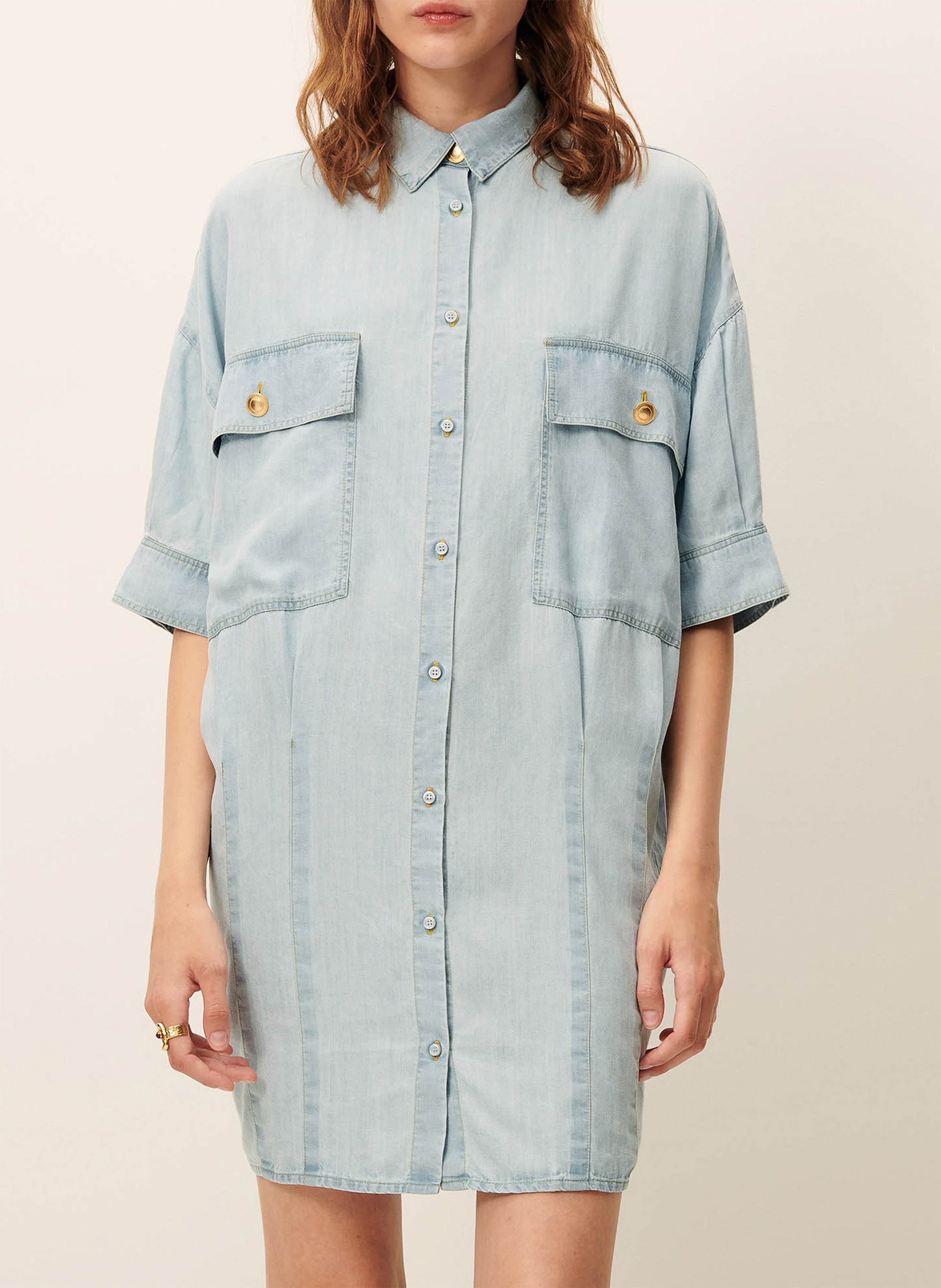 Denim short shirt dress SESSUN Blue