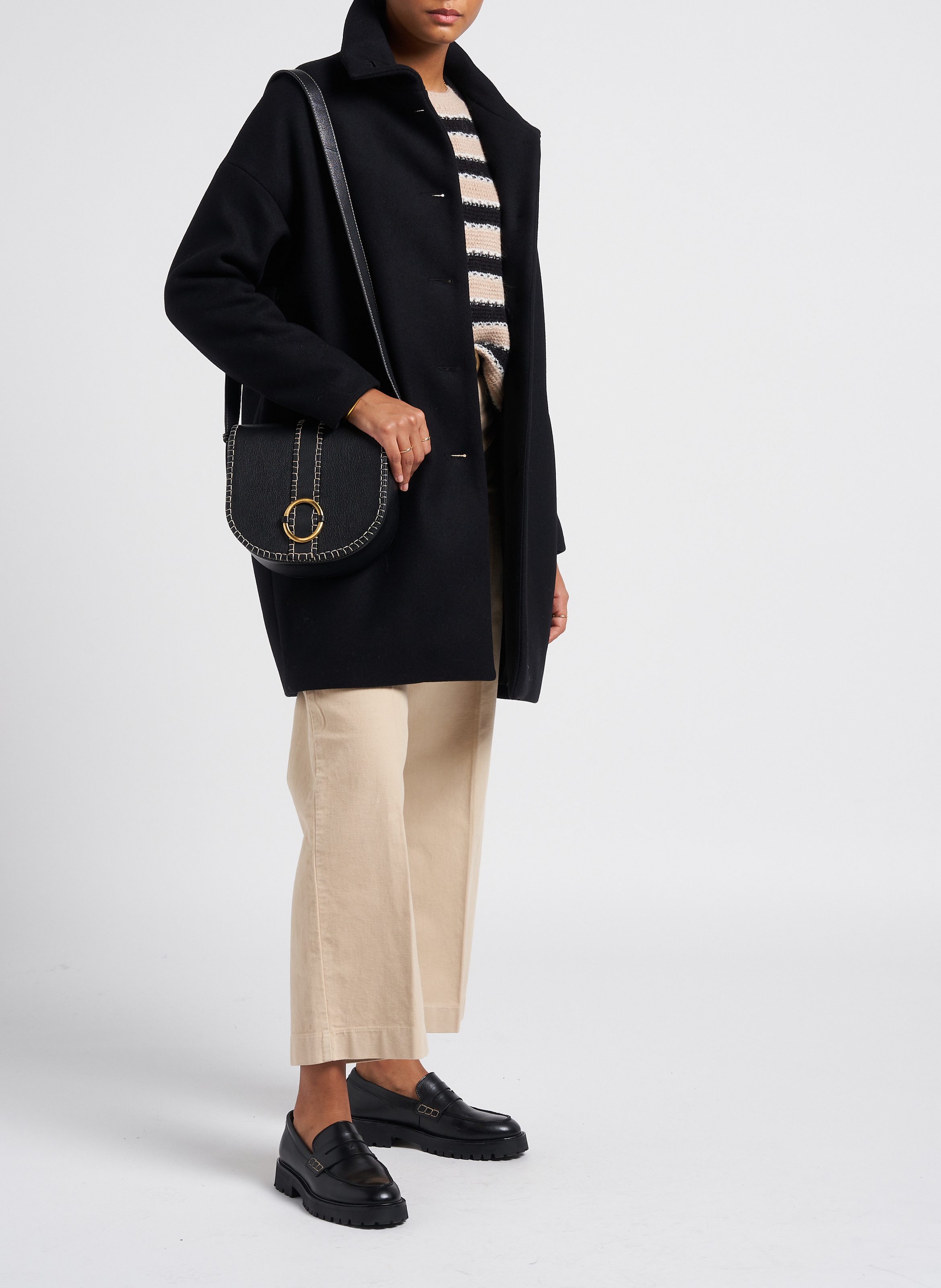 High-neck wool-blend coat - Look 1