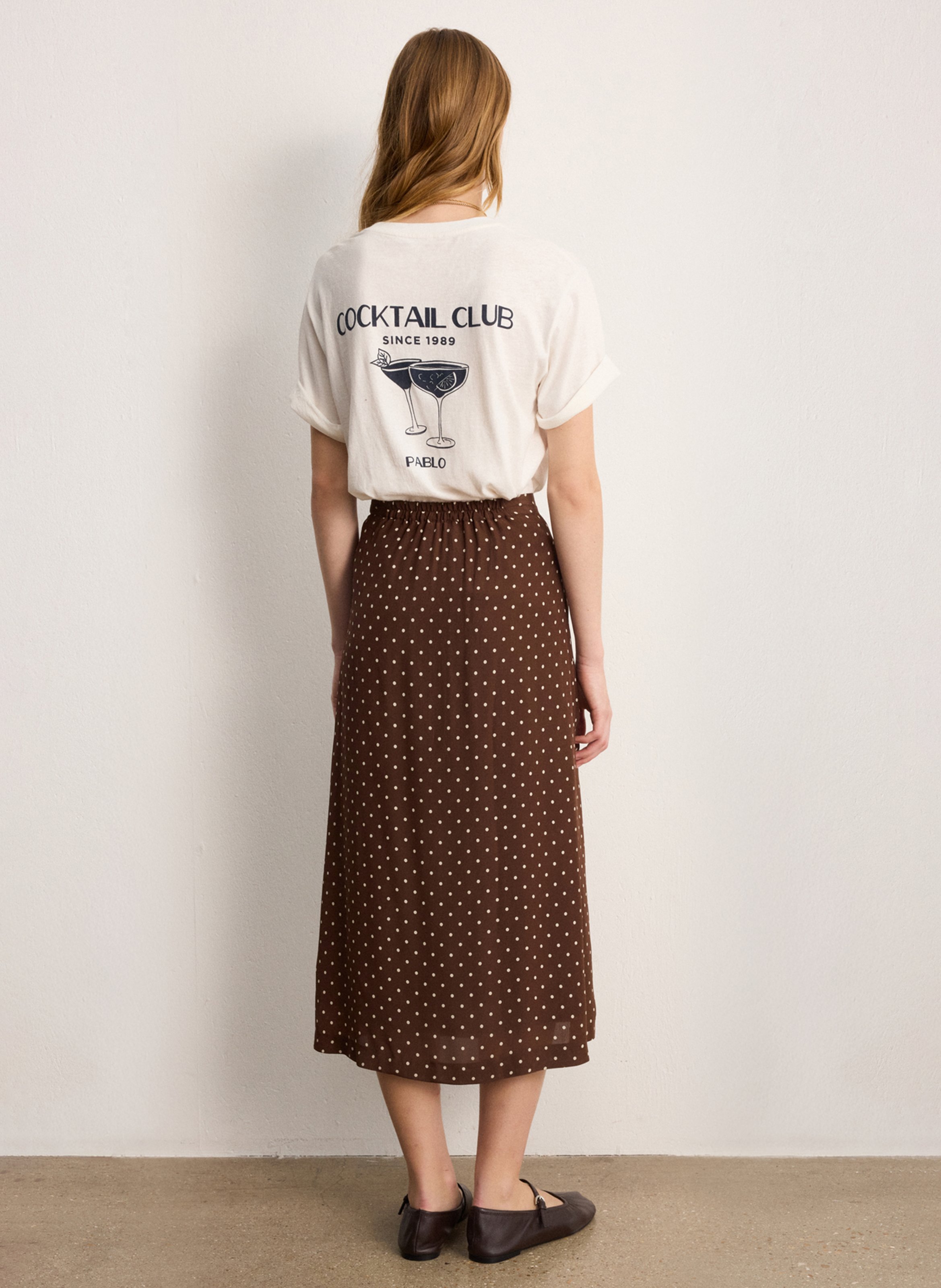 Polka dot midi skirt Brown