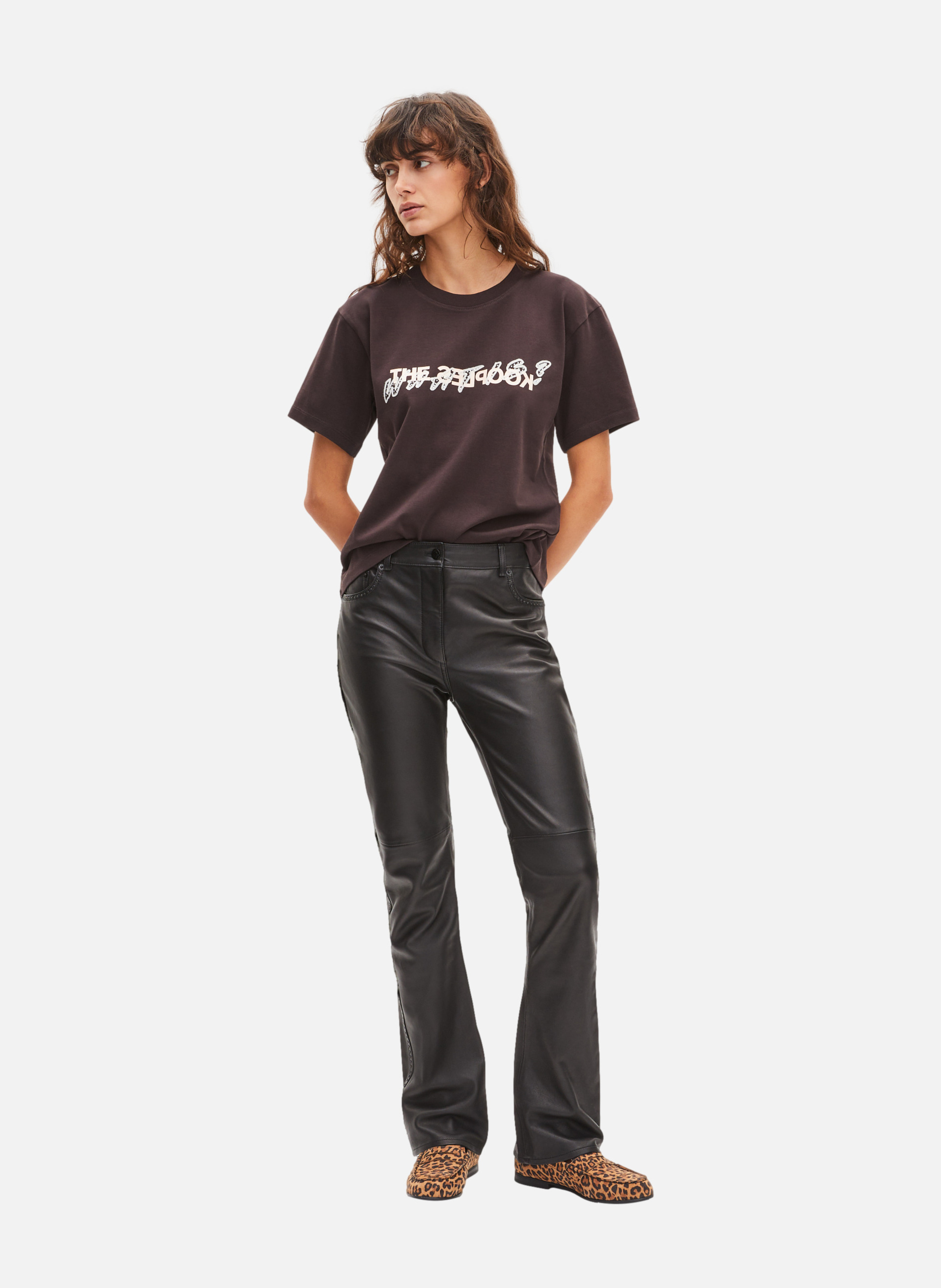 T-shirt with rhinestones THE KOOPLES Brown