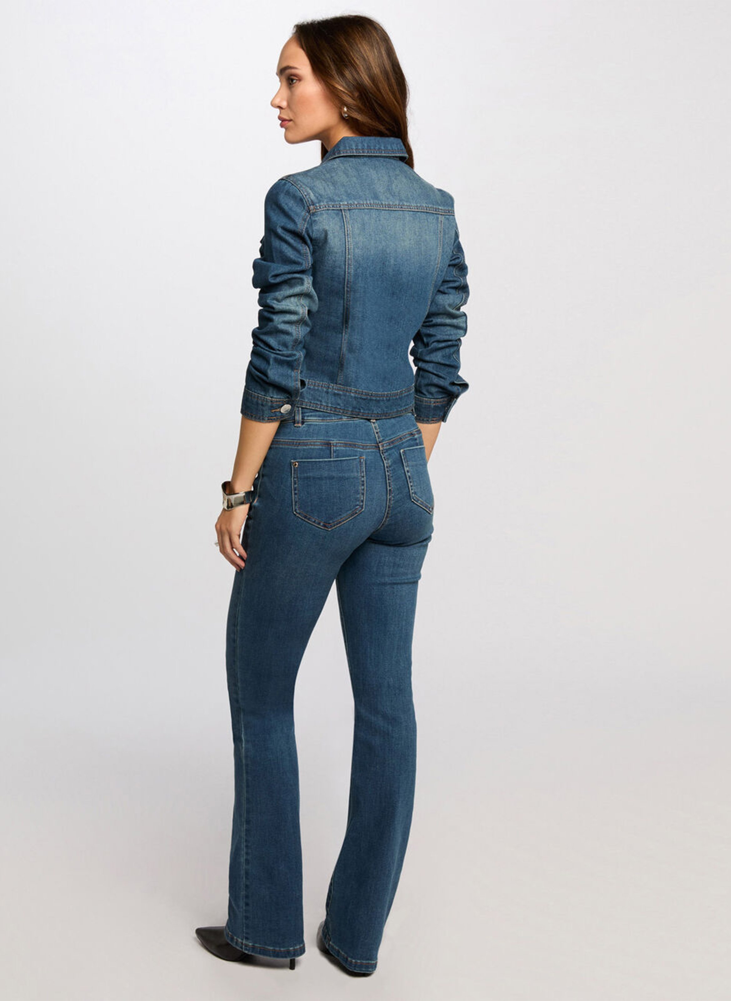 Recht jasje met klassieke kraag | katoenblend MORGAN Blauw