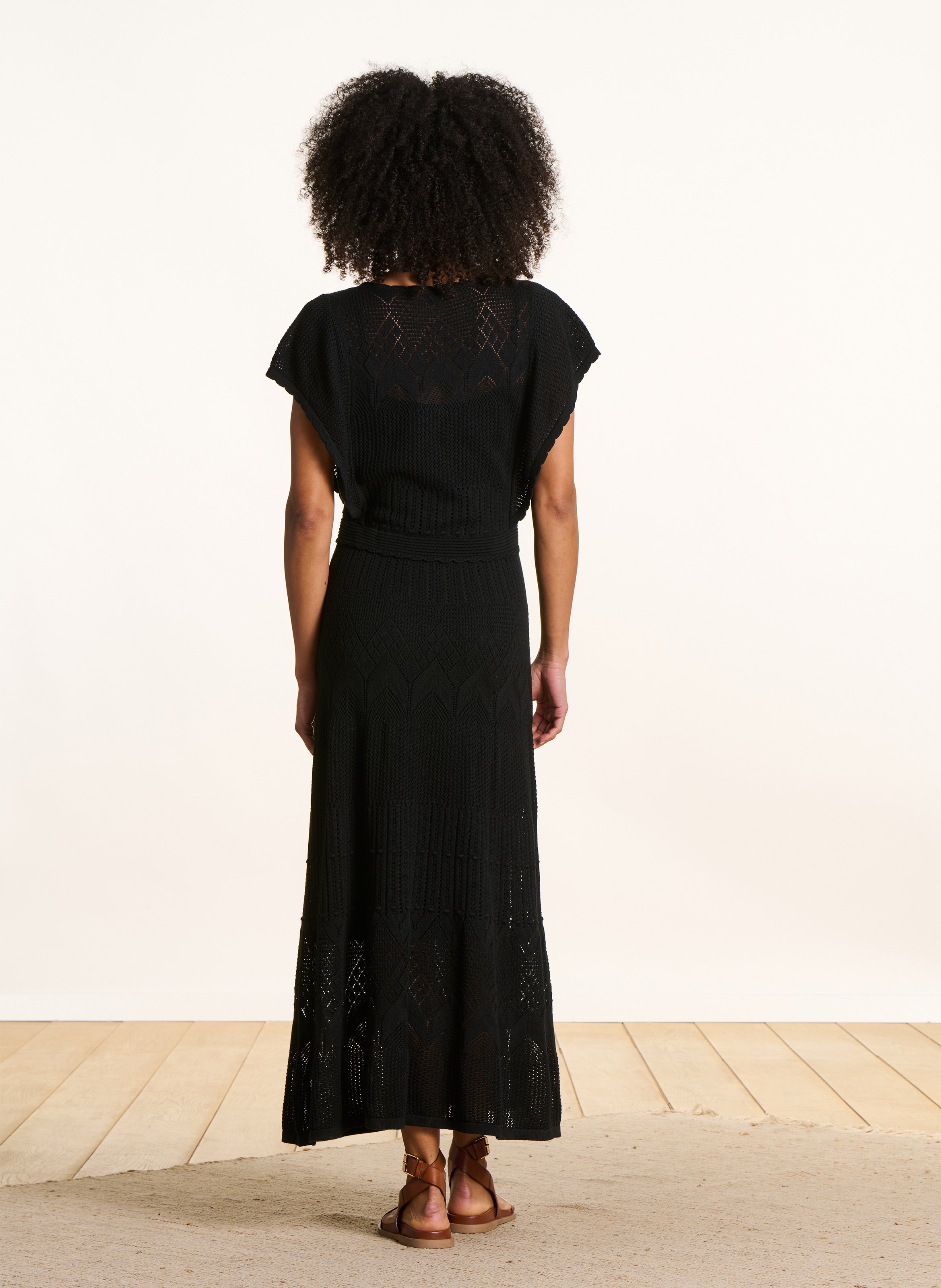 Robe midi col V LA FEE MARABOUTEE Black