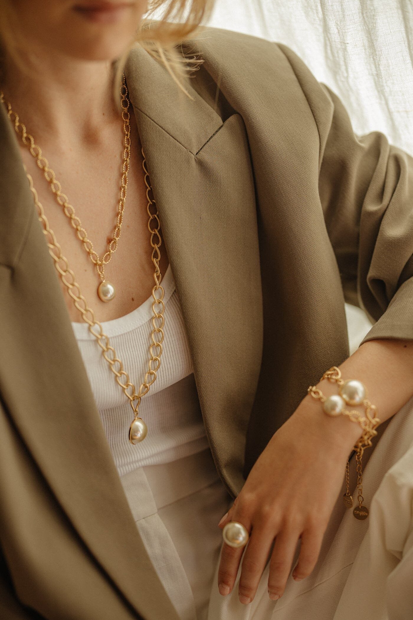 Maxi gold-plated pearl necklace Golden