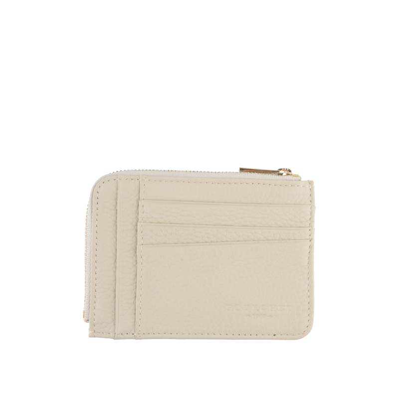 Calfskin leather wallet Beige