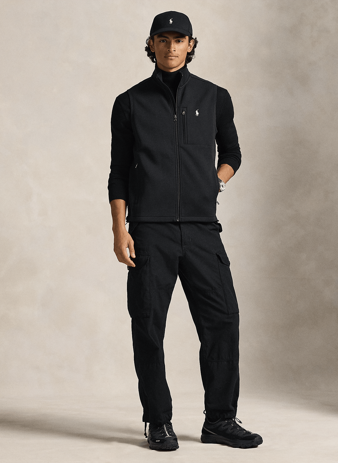 Strickjacke aus Baumwoll-Mix mit Stehkragen POLO RALPH LAUREN Schwarz