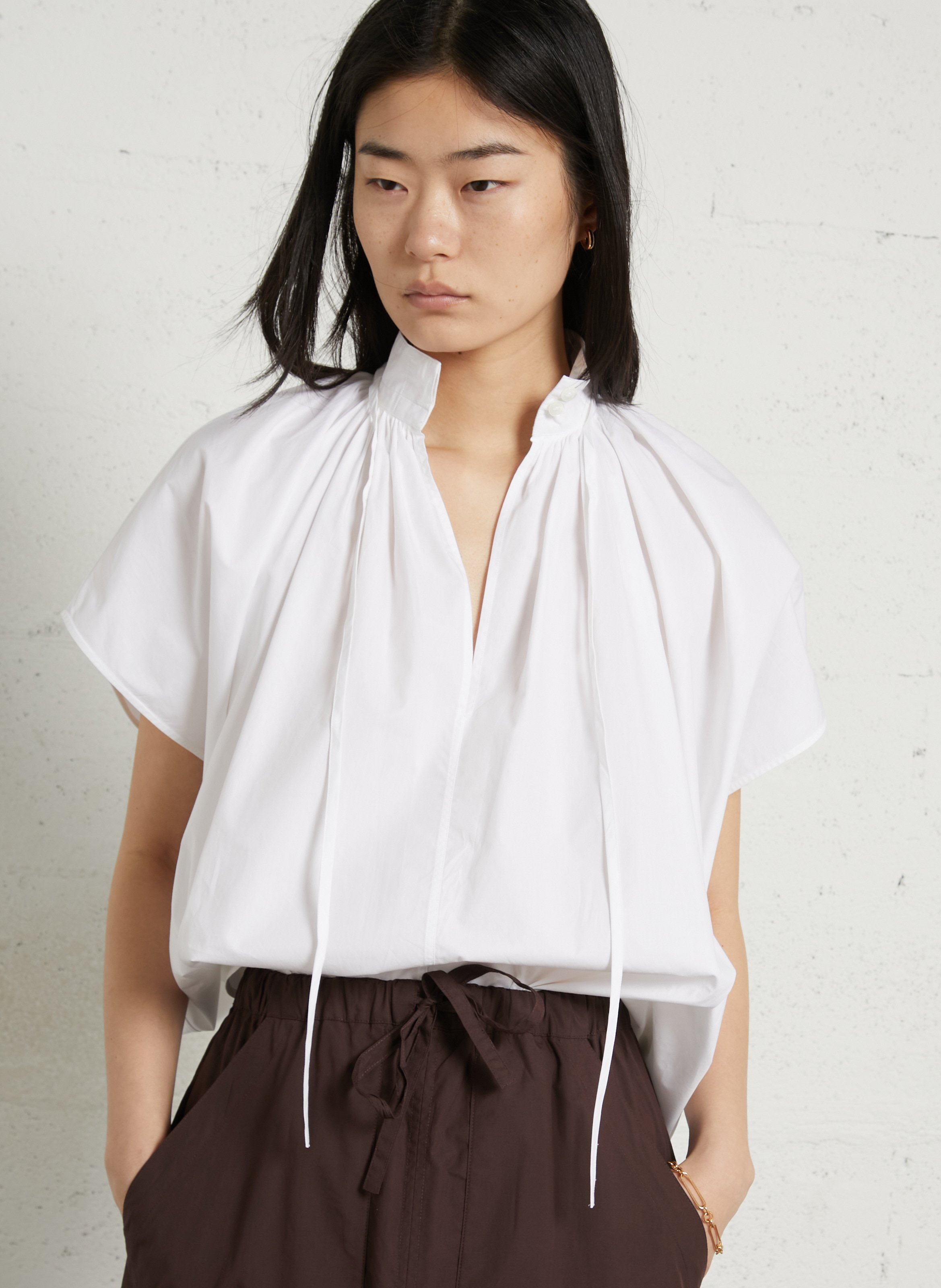 Weite Bluse mit kurzen Ärmeln aus Baumwolle LAURENCE BRAS Weiss