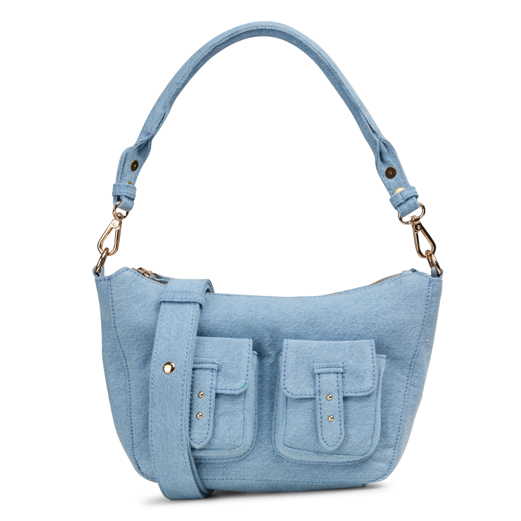 Schoudertas in cargostijl van denim. PETITE MENDIGOTE Blauw