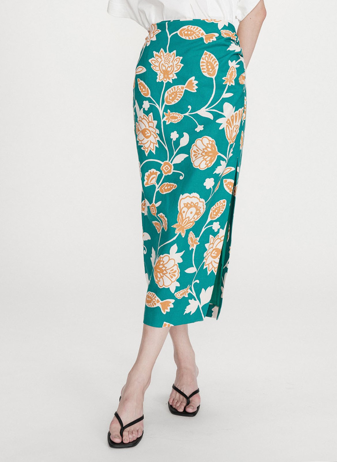 Floral print midi skirt GRACE ET MILA Green