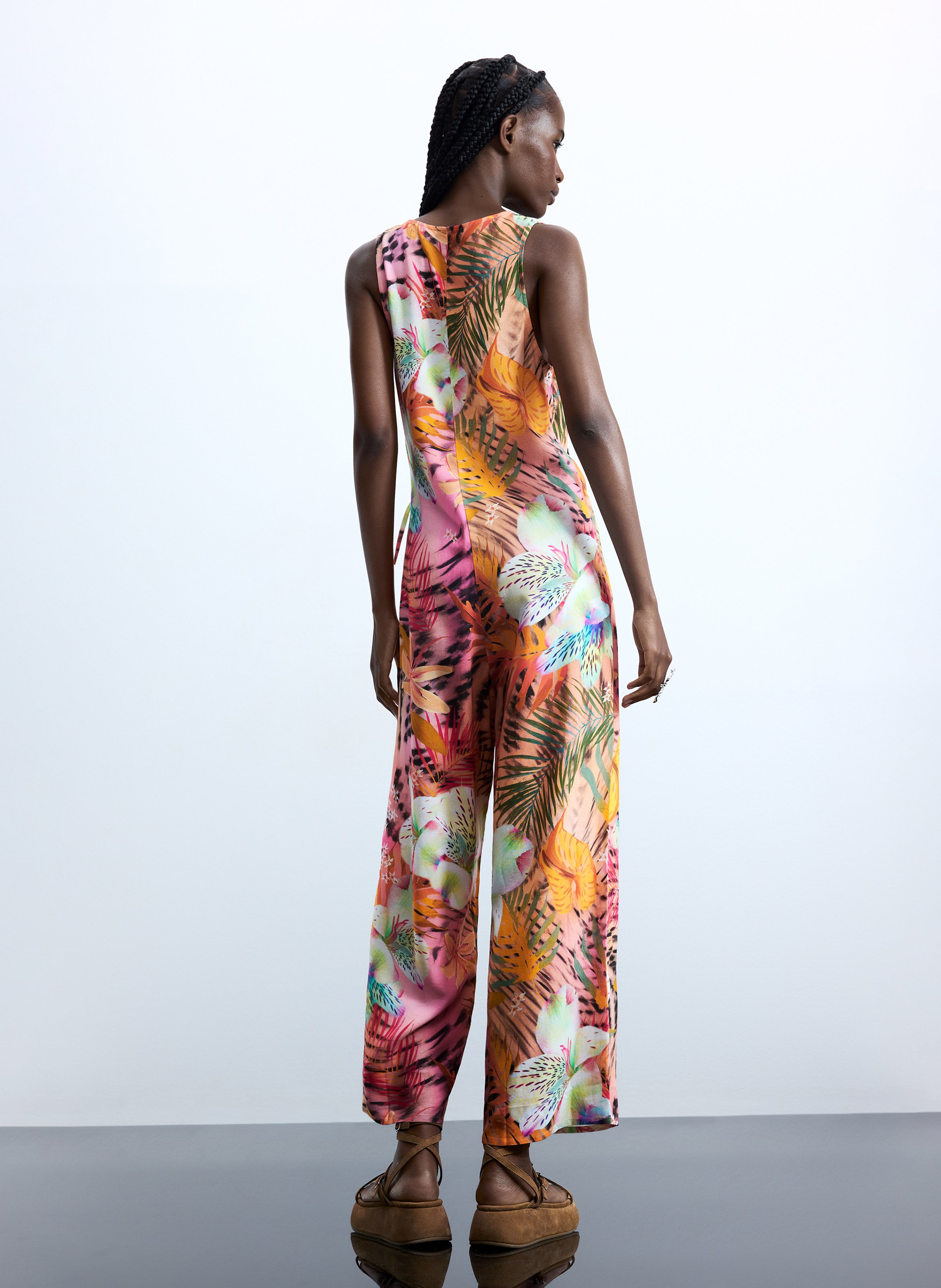 Jumpsuit met V-hals en print DESIGUAL Rood