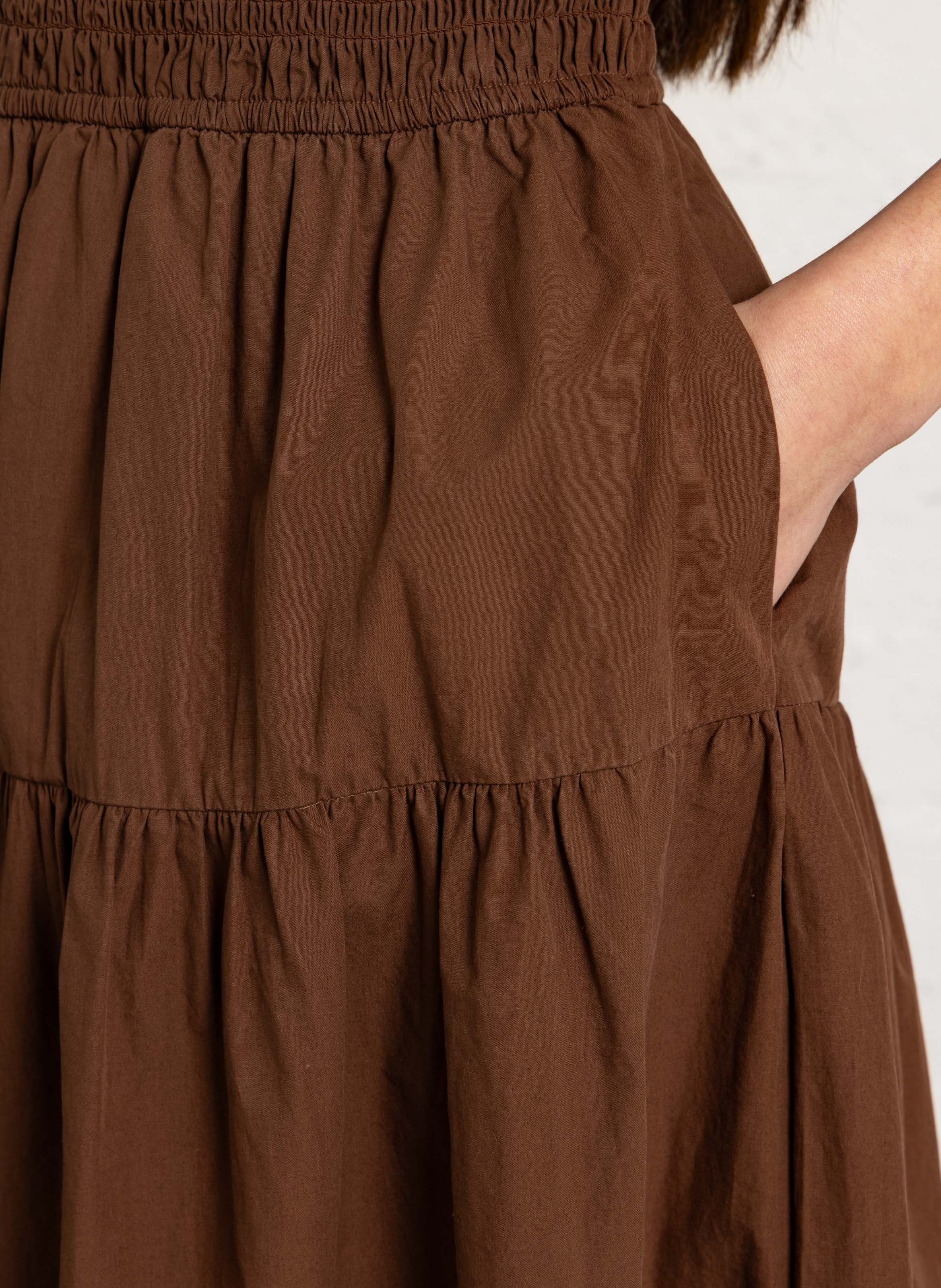 Long organic cotton round-neck dress DAMSON MADDER Brown