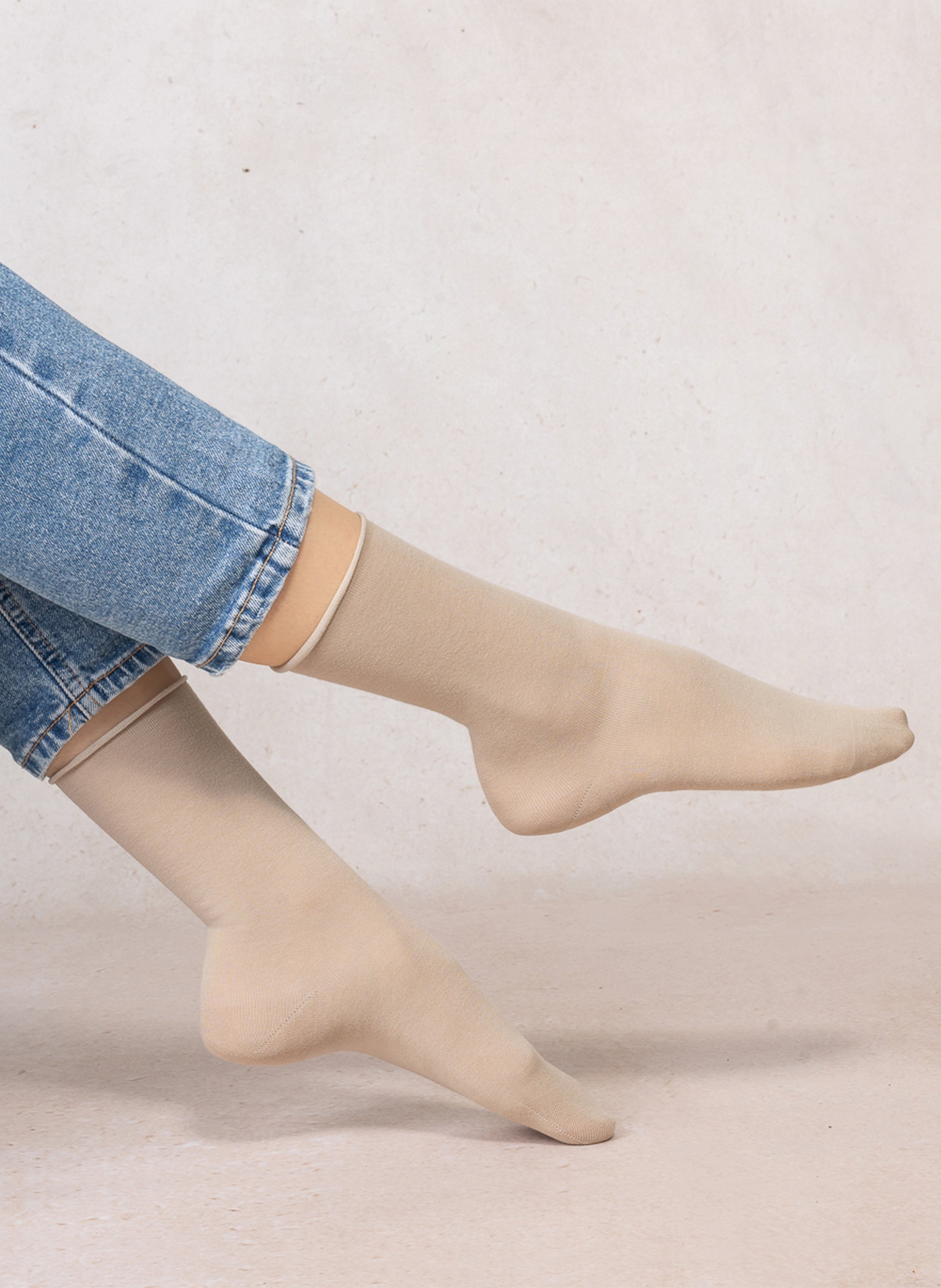 Mittelhohe Socken aus Baumwoll-Mix | Beige BLEUFORET Damen