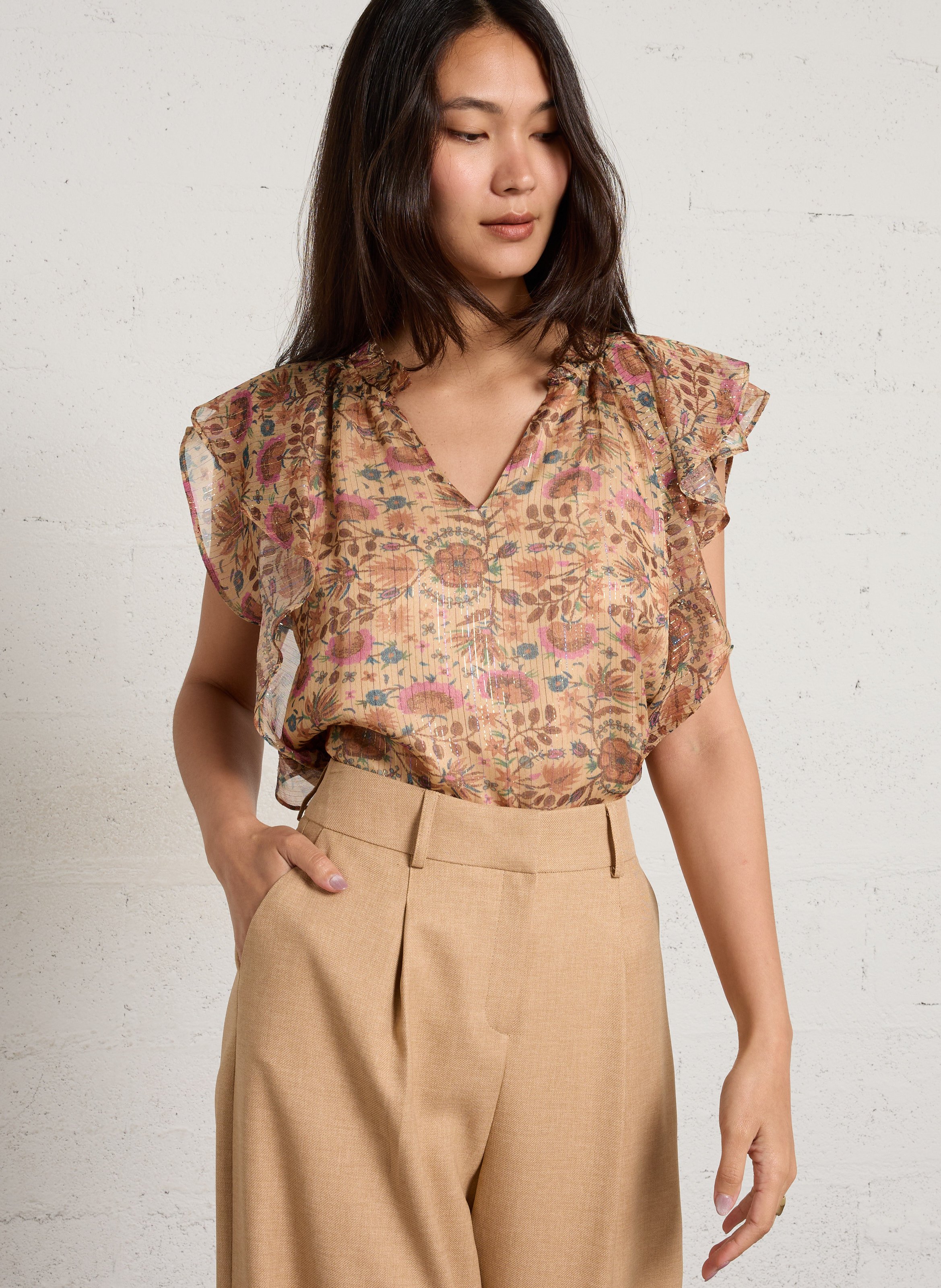 Top met bloemenprint MAISON 123 Beige