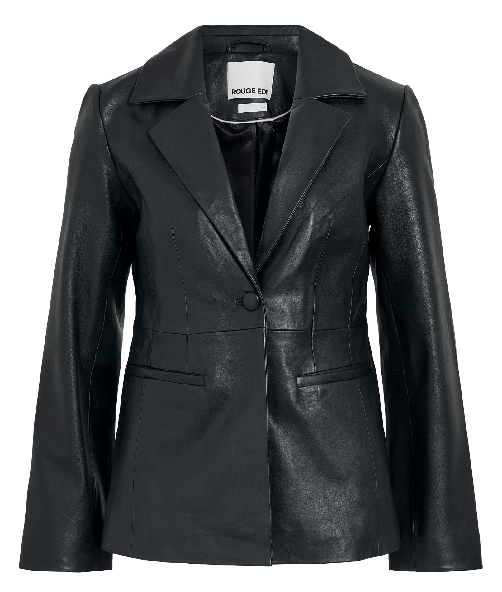 Veste tailleur cintrée en cuir ROUGE EDIT Gris