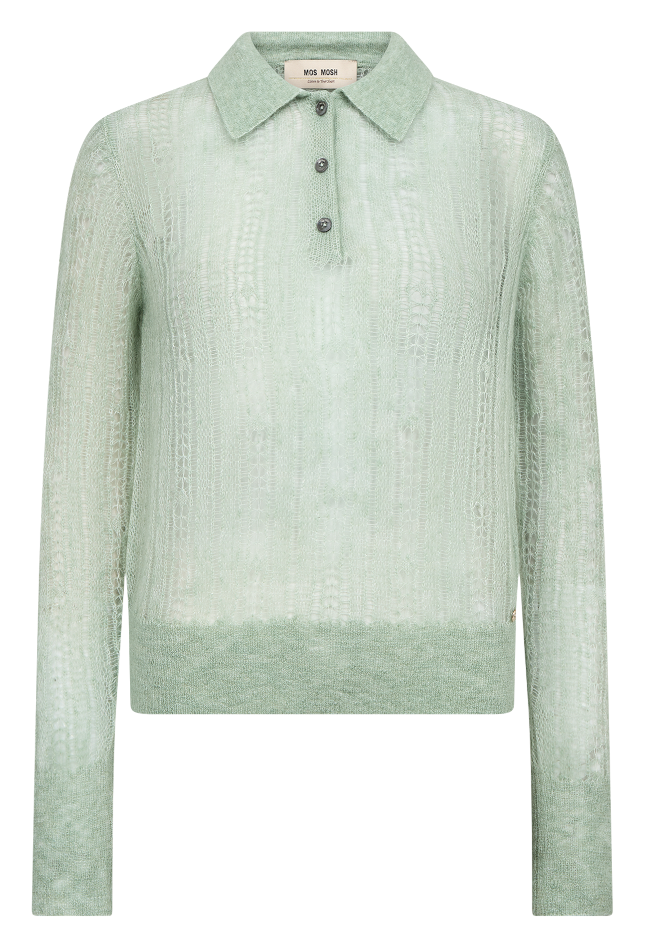 Pull col boutonné en laine mélangée MOS MOSH Vert