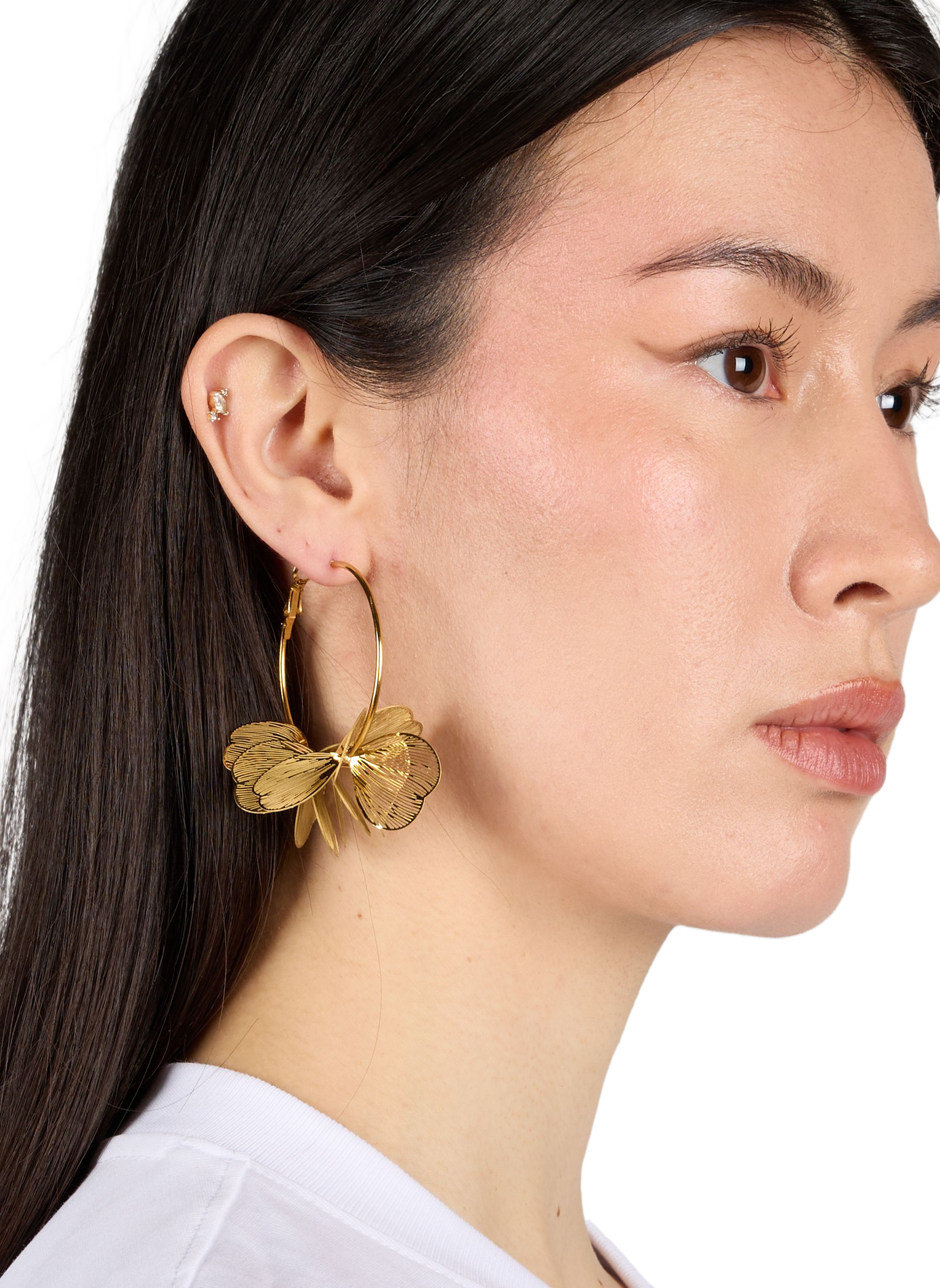 Flower hoop earrings AU PRINTEMPS PARIS Golden